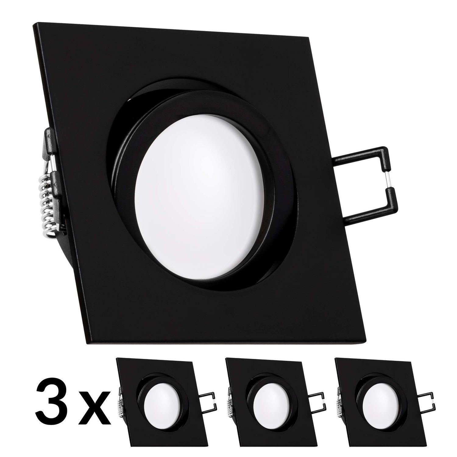 5 CCT mit Einbaustrahler schwarz flach LED - RGB LEDANDO Set in Einbaustrahler 3er extra LED matt