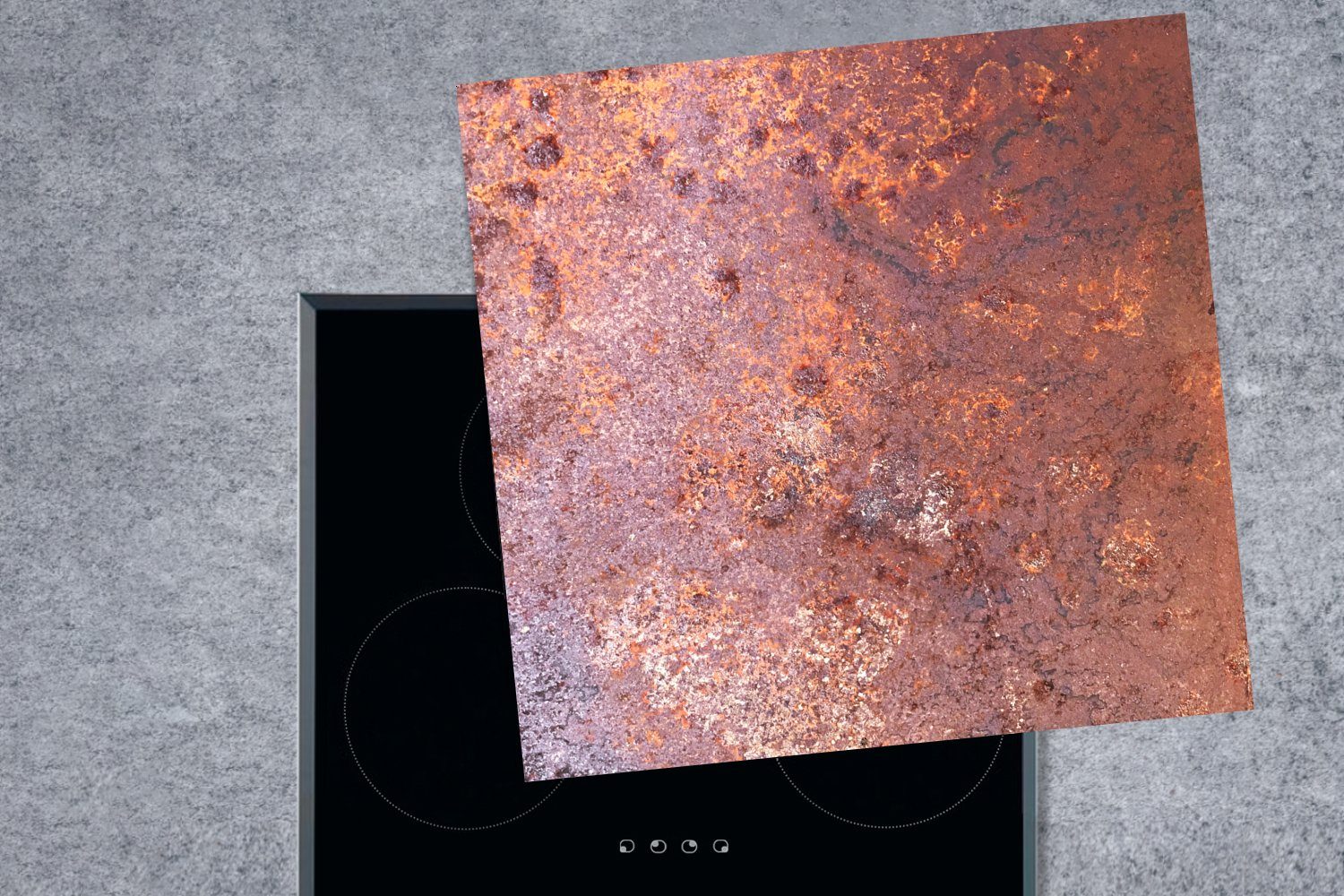 cm, Platten Ceranfeldabdeckung, (1 - Herdblende-/Abdeckplatte Arbeitsplatte MuchoWow Vinyl, küche 78x78 Rost für Metall, tlg), -