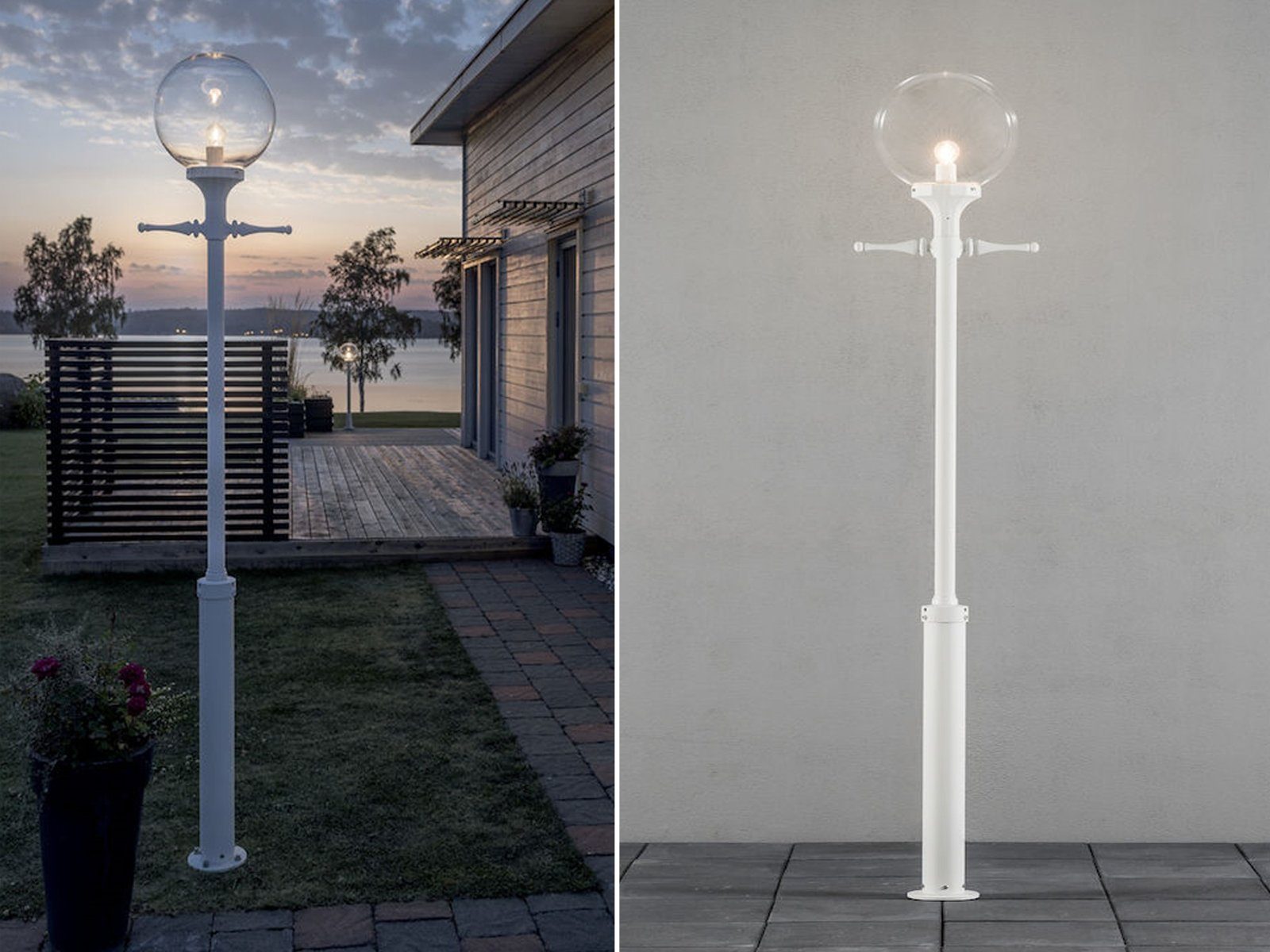 KONSTSMIDE LED Pollerleuchte, LED wechselbar, warmweiß, Mastleuchte Garten-wegbeleuchtung, Straßenlaterne Weiß, H: 240cm