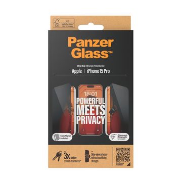 PanzerGlass Privacy Screen Protector Glass für iPhone 15 Pro, Displayschutzglas, Ultra Wide Fit