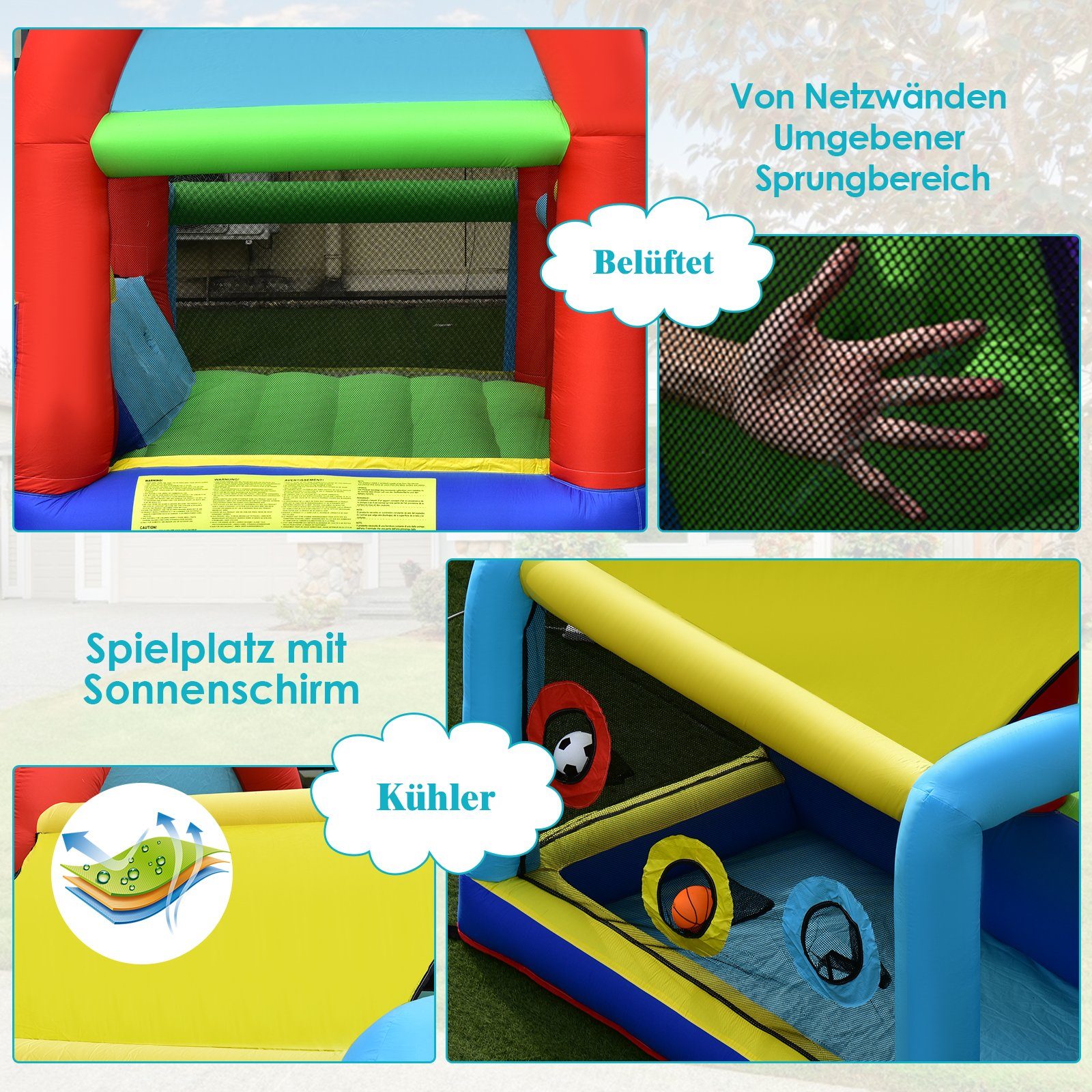 COSTWAY Hüpfburg Springburg, Spielburg, (2-tlg), mit Doppelrutschen