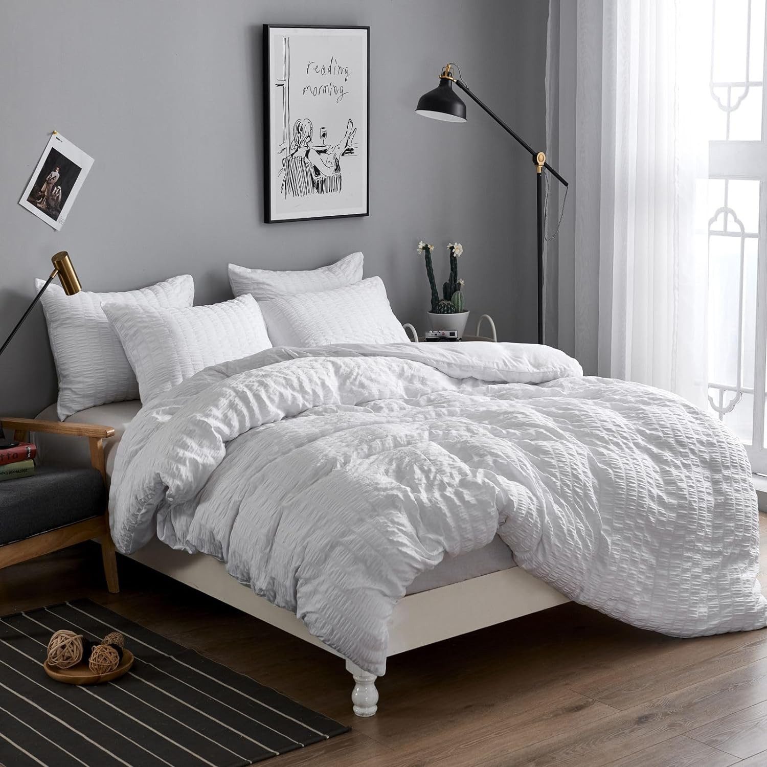 ibettertec Bettwäsche Seersucker Bettwäsche 135x200cm,200x200cm,Wendebettwä günstig online kaufen