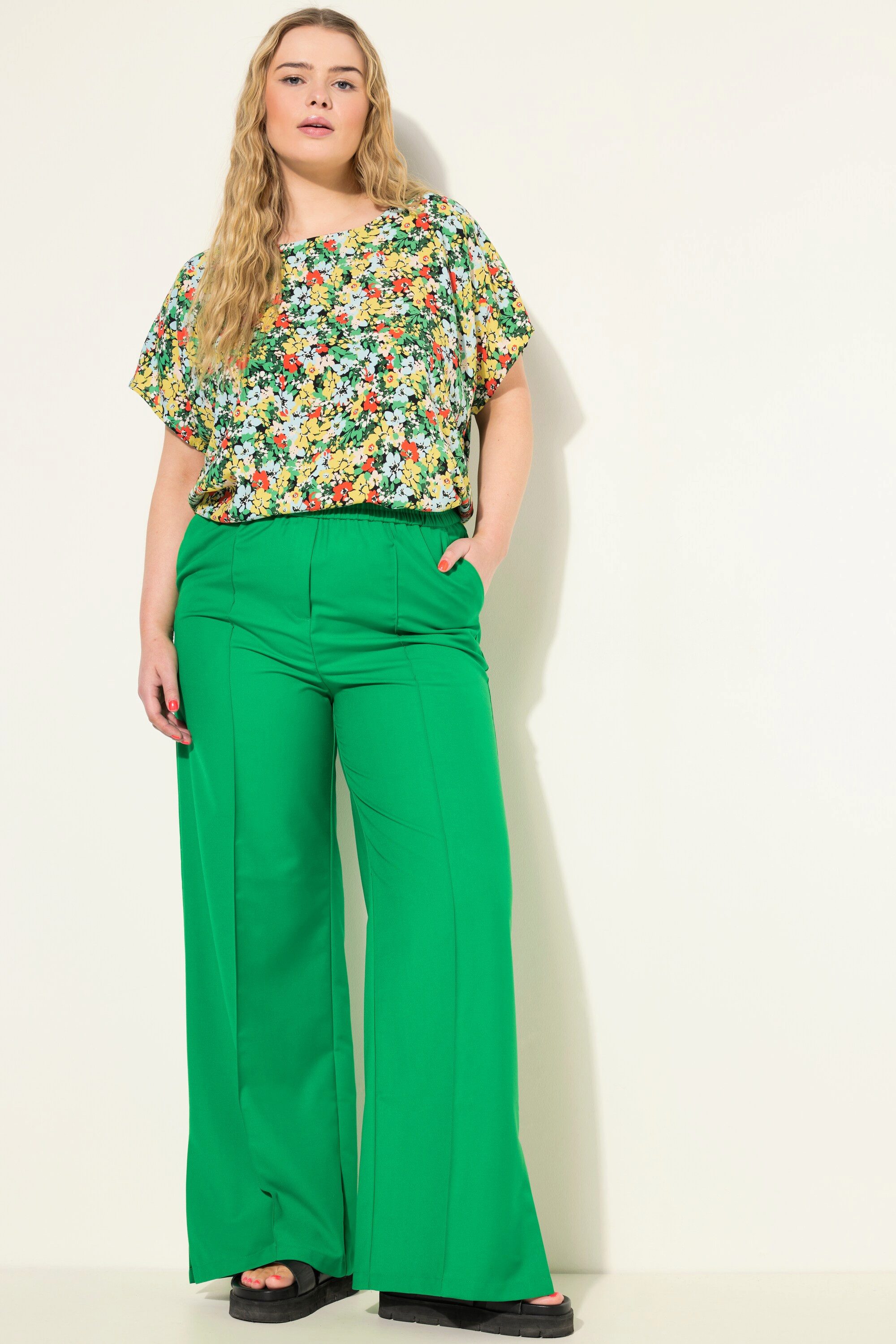 Studio Untold Schlupfhose Hose Wide Legs Seitenschlitze Elastikbund günstig online kaufen