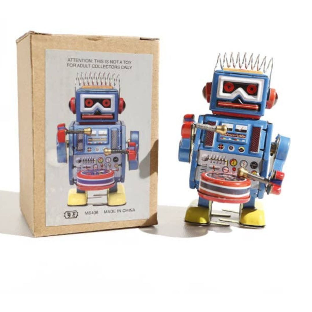 suebidou Roboter nostalgischer Aufziehspielzeug beweglicher Roboter, nachhaltig, kreativ