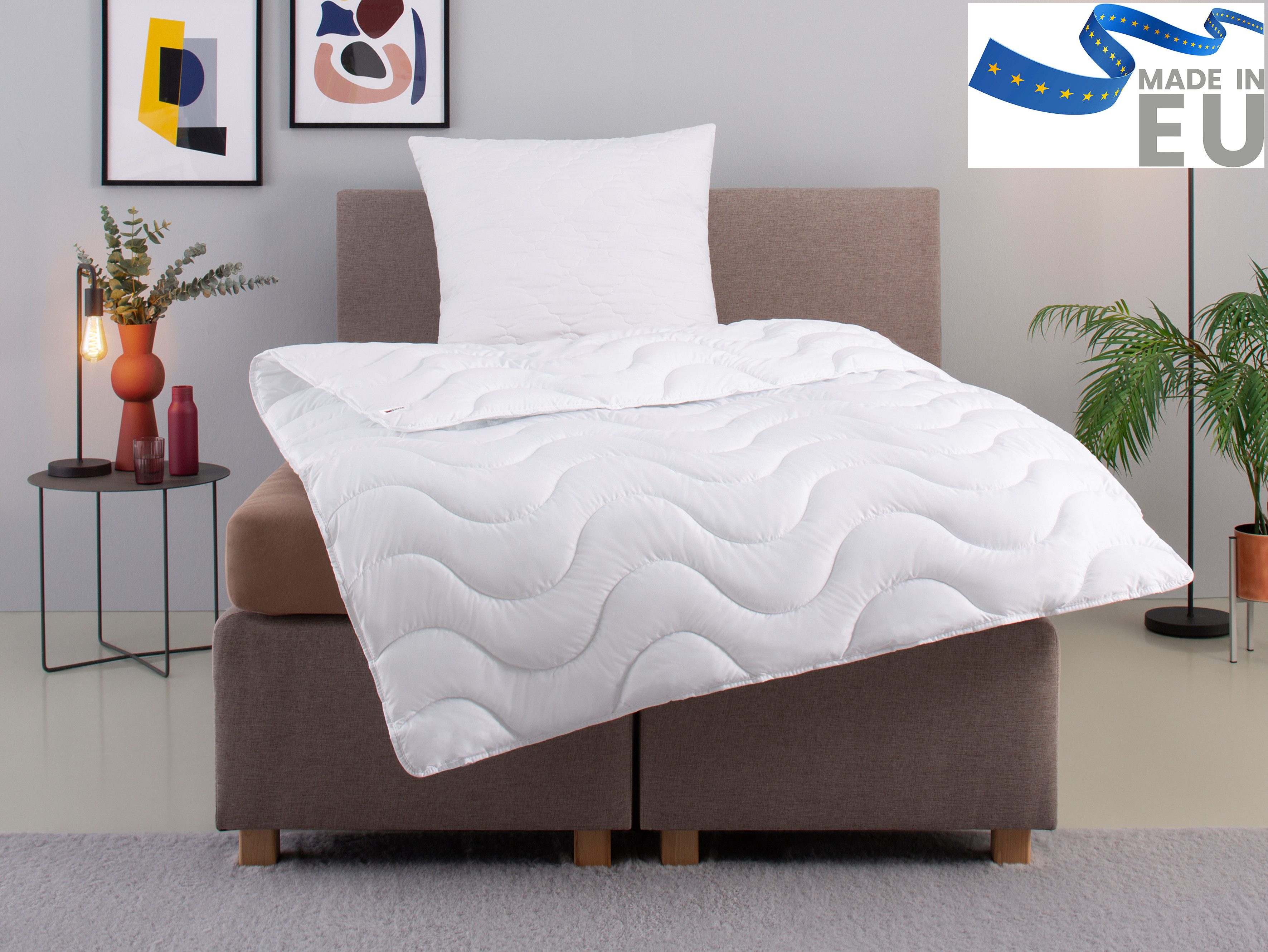 my home Microfaserbettdecke + Microfaserkissen Mailo, Bettdecke 135x200 cm, 155x220 cm, Bezug: weich, 2-tlg., Set mit Kissen 80x80 cm, Sommer, Winter