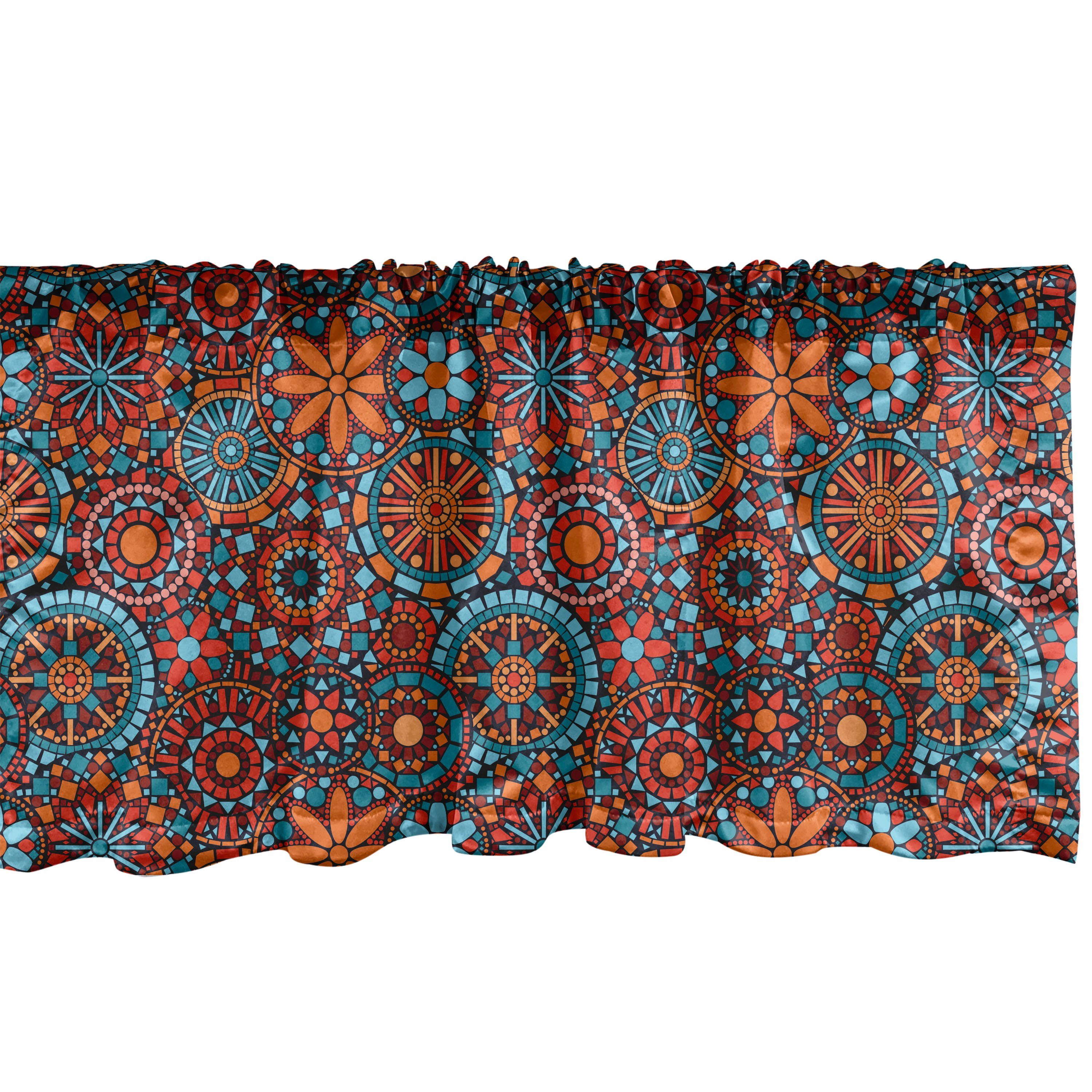 Scheibengardine Vorhang Volant für Küche Schlafzimmer Dekor mit Stangentasche, Abakuhaus, Microfaser, Mandala Blumen