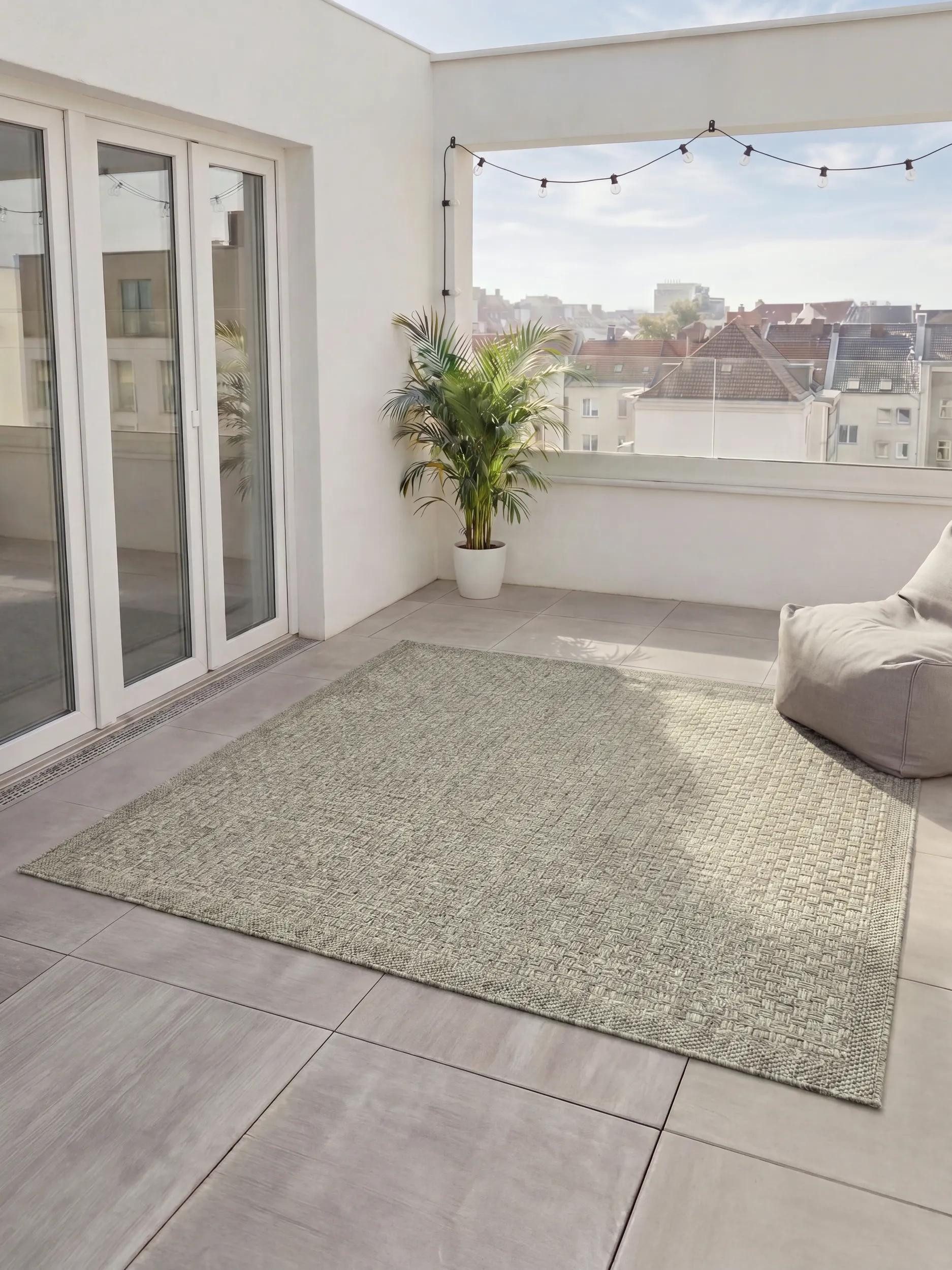 benuta Outdoorteppich Iowa, quadratisch, Höhe: 5 mm, Outdoor Teppich Garten, Terrasse, Balkon, Küchenteppich, Wetterfest