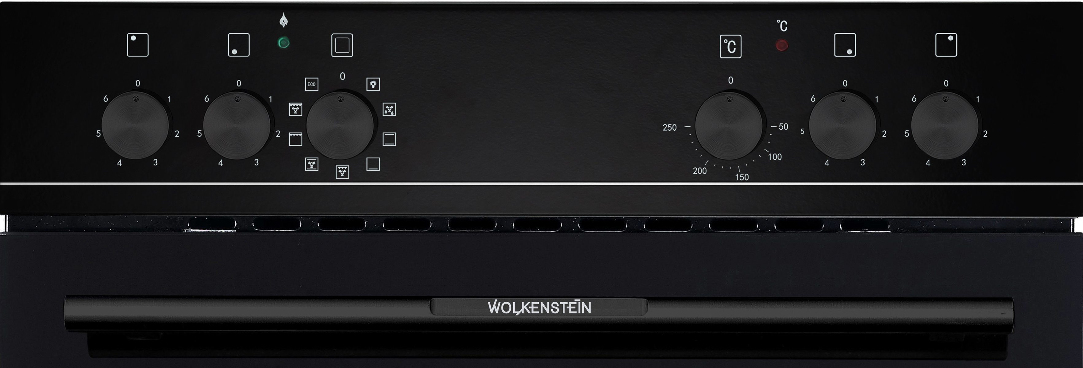 Wolkenstein Elektro-Herd-Set Einbauherd Set Backofen Umluft Glaskeramik-Kochfeld mit Rahmen, Umluft
