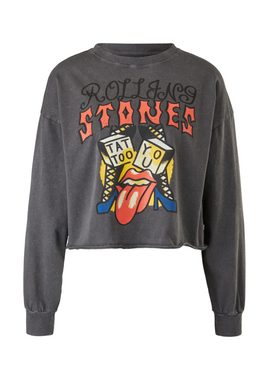 QS Langarmshirt Shirt mit Rolling-Stones-Print Garment Dye