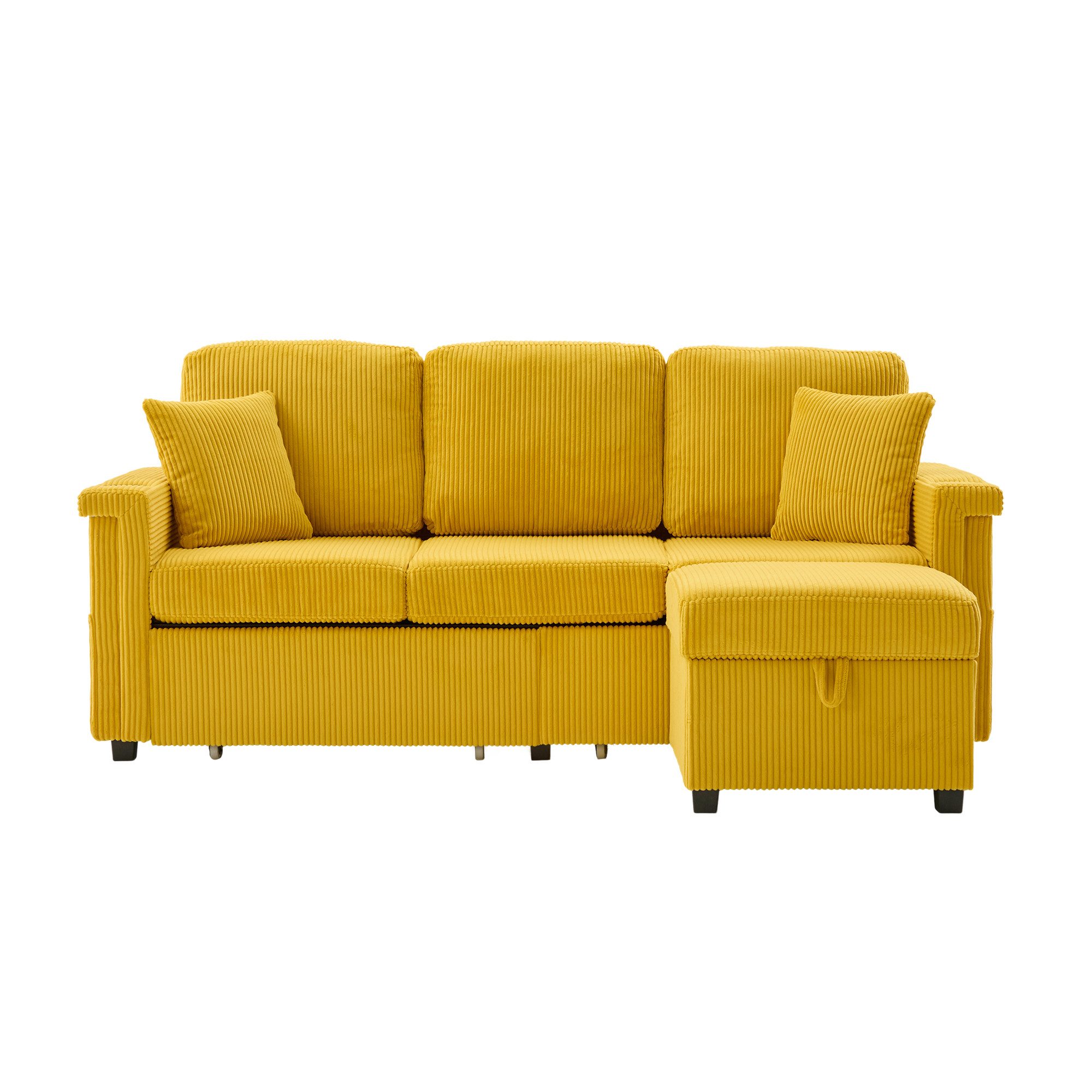 Odikalo Ecksofa mit Schlaffunktion Eckcouch Big Sofa mit Ottomane, Multifunktionales Schlafsofa mit Stauraum und Ausziehfunktion, austauschbares Chaiselongue-Schlafsofa, Ecksofa mit Stauraumsitzen, modulares L-förmiges Sofa, modulares Ecksofa für Wohnzimmer