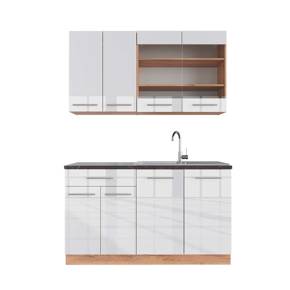 Vicco Küchenzeile R-Line, Rot/Anthrazit, 200 cm, günstig online kaufen