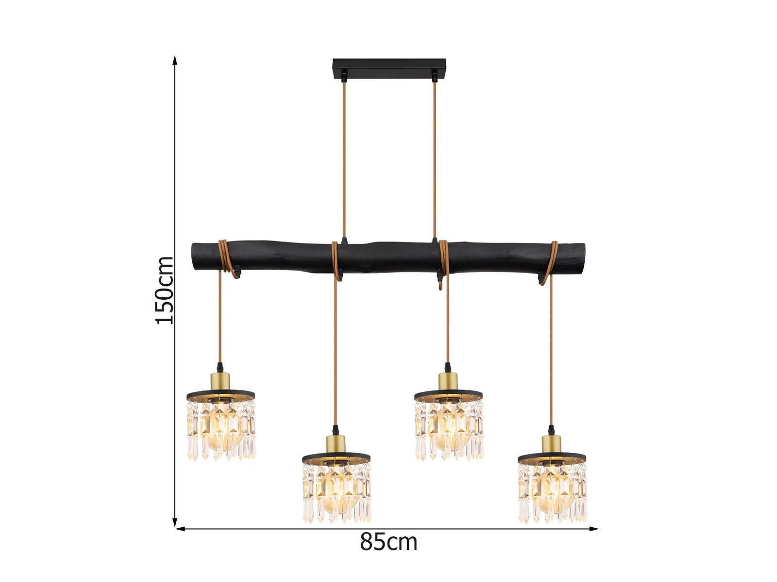 LED Pendelleuchte, Lampe wechselbar, meineWunschleuchte LED Esstisch Holzbalken hängend 85cm übern Designer warmweiß, ausgefallene für
