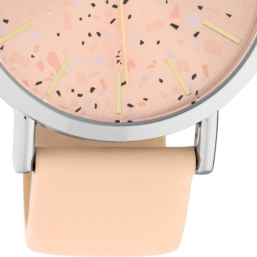 Analog Damenuhr (ca. 42mm), rosa groß rund, OOZOO C10410, Armbanduhr Lederarmband rosa, Damen Fashion Quarzuhr Oozoo