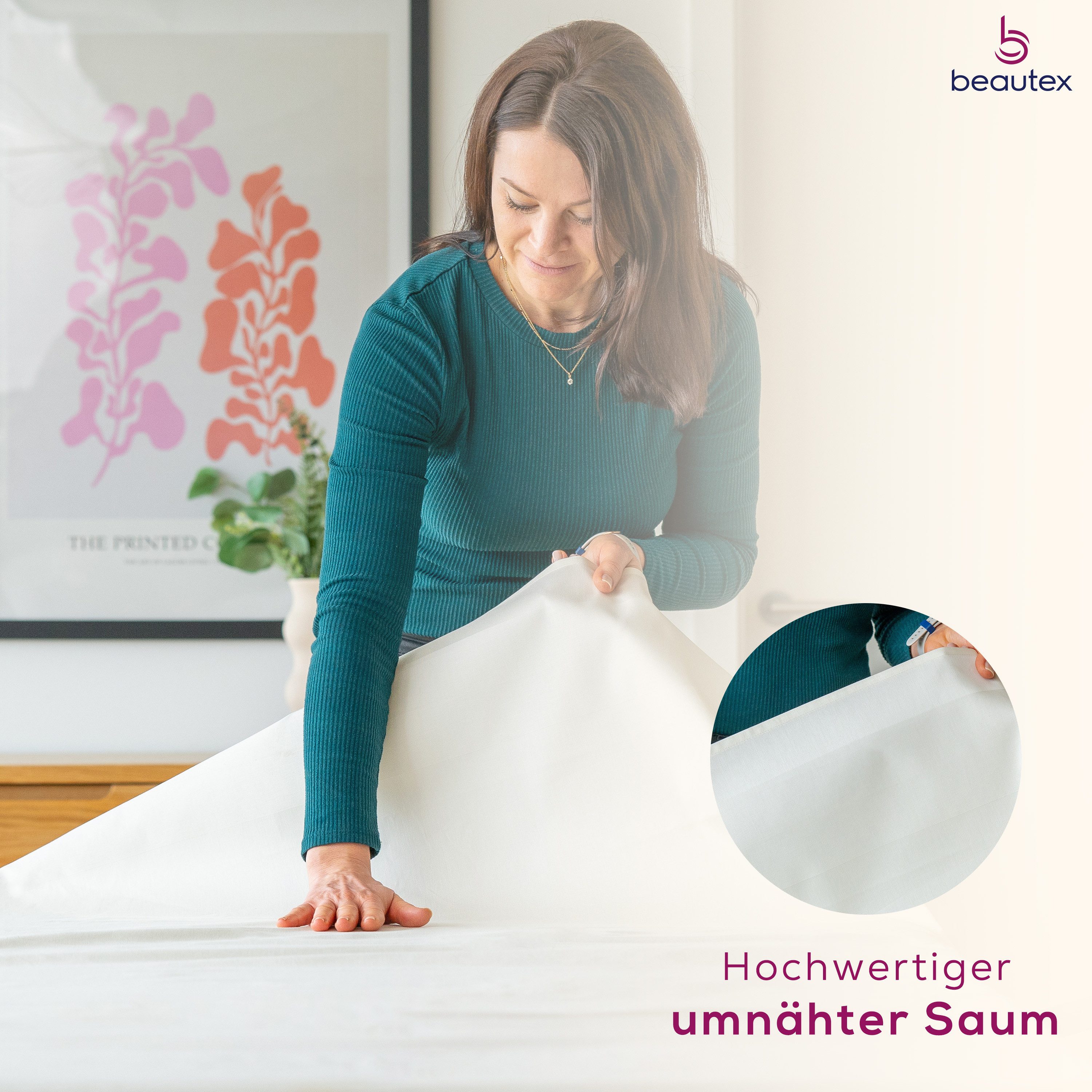 Beautex Tischdecke Damast Tischwäsche 100% Baumwolle, Vollzwirn, Gastronomie (1-tlg), Mercerisierte Vollzwirn-Qualität, 205 g/m², kochfest bis 95 °C – Bild 4 von 5