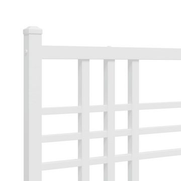 vidaXL Bett Bettgestell mit Kopf- und Fußteil Metall Weiß 183x213 cm