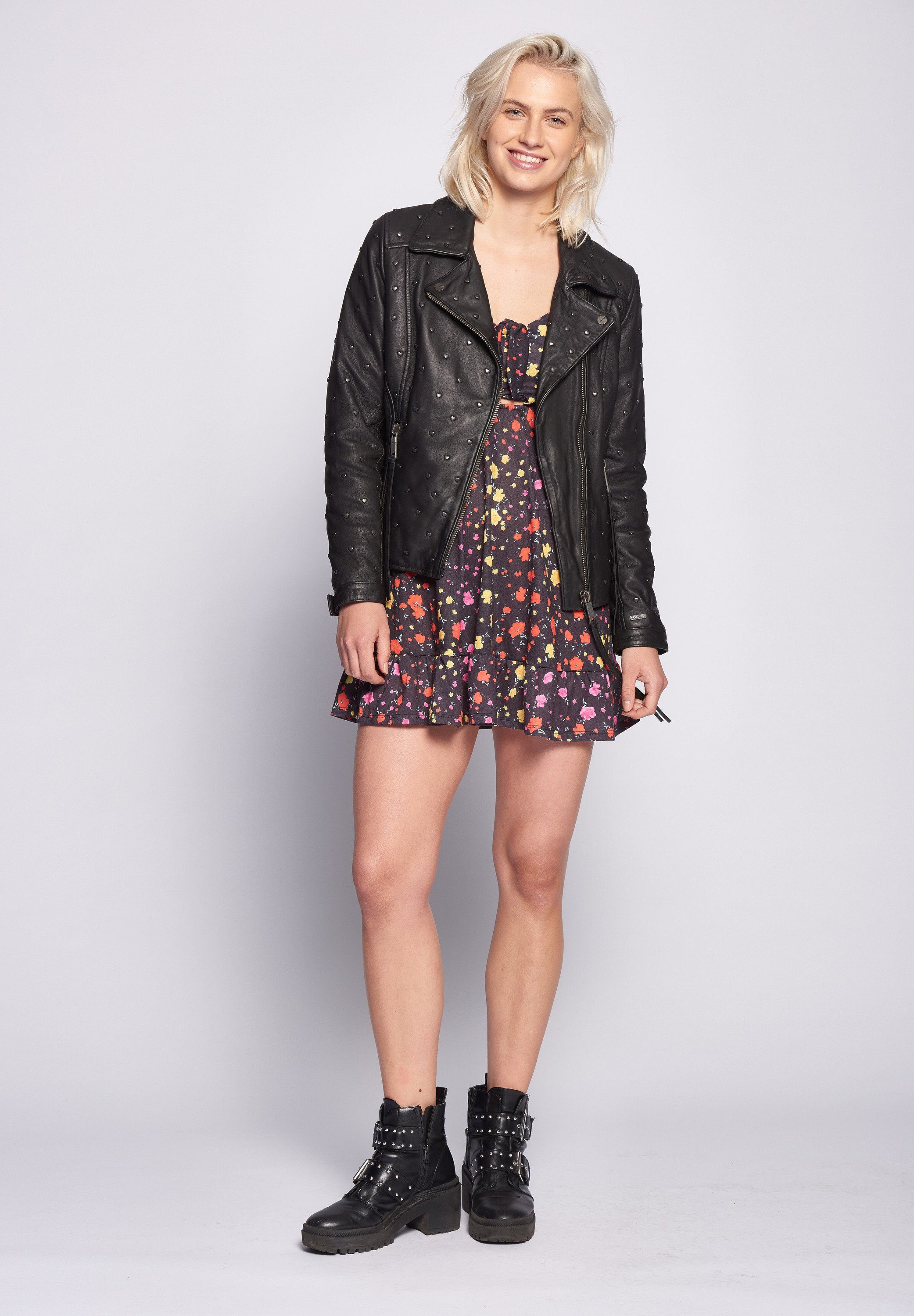 Maze Lederjacke Heart black