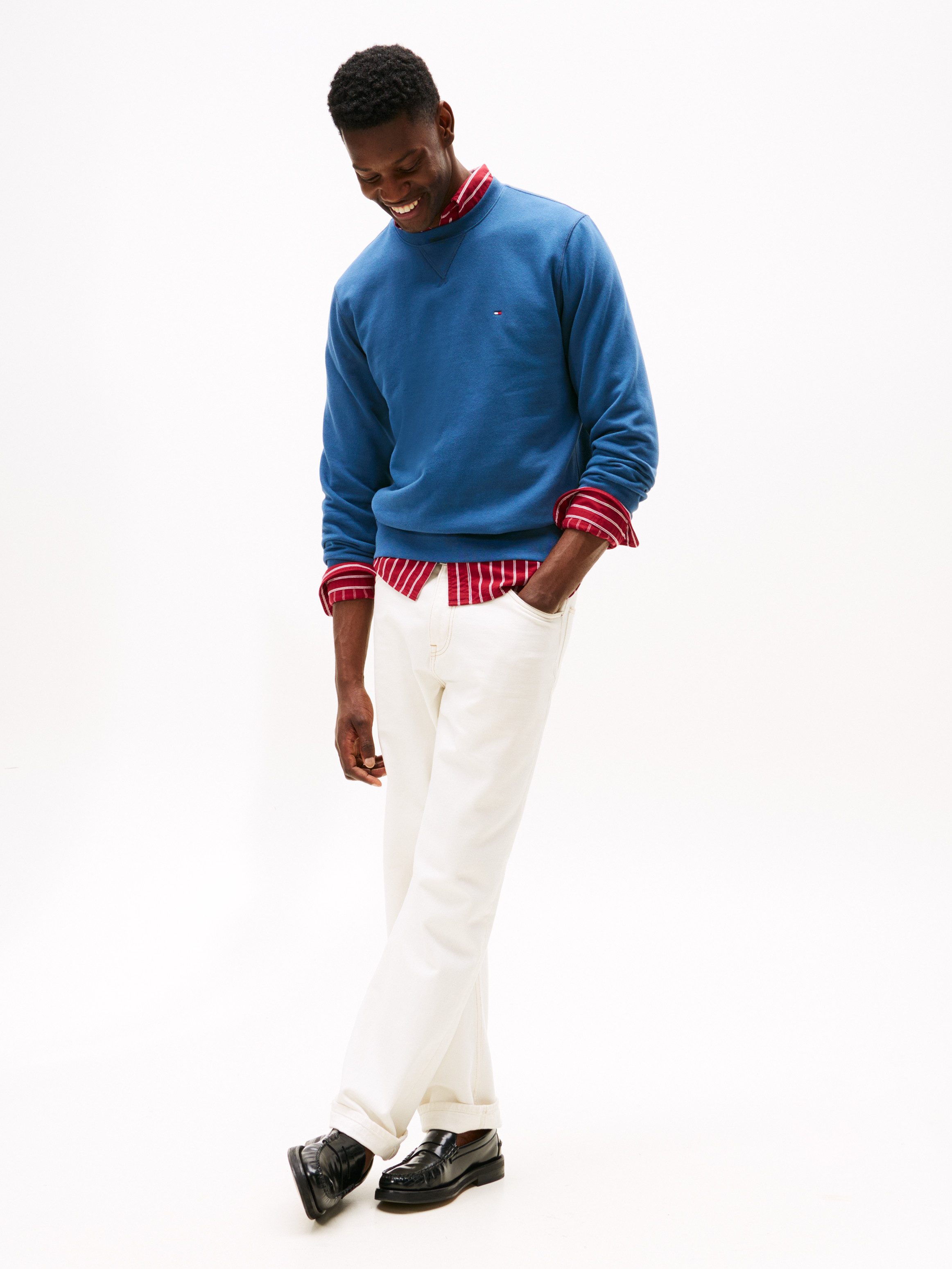 Tommy Hilfiger Sweatshirt ESS SEASONAL FLEECE CREWNECK mit Rundhals und Stickerei unifarben, casual, regular fit, Baumwollmix, Rundhals