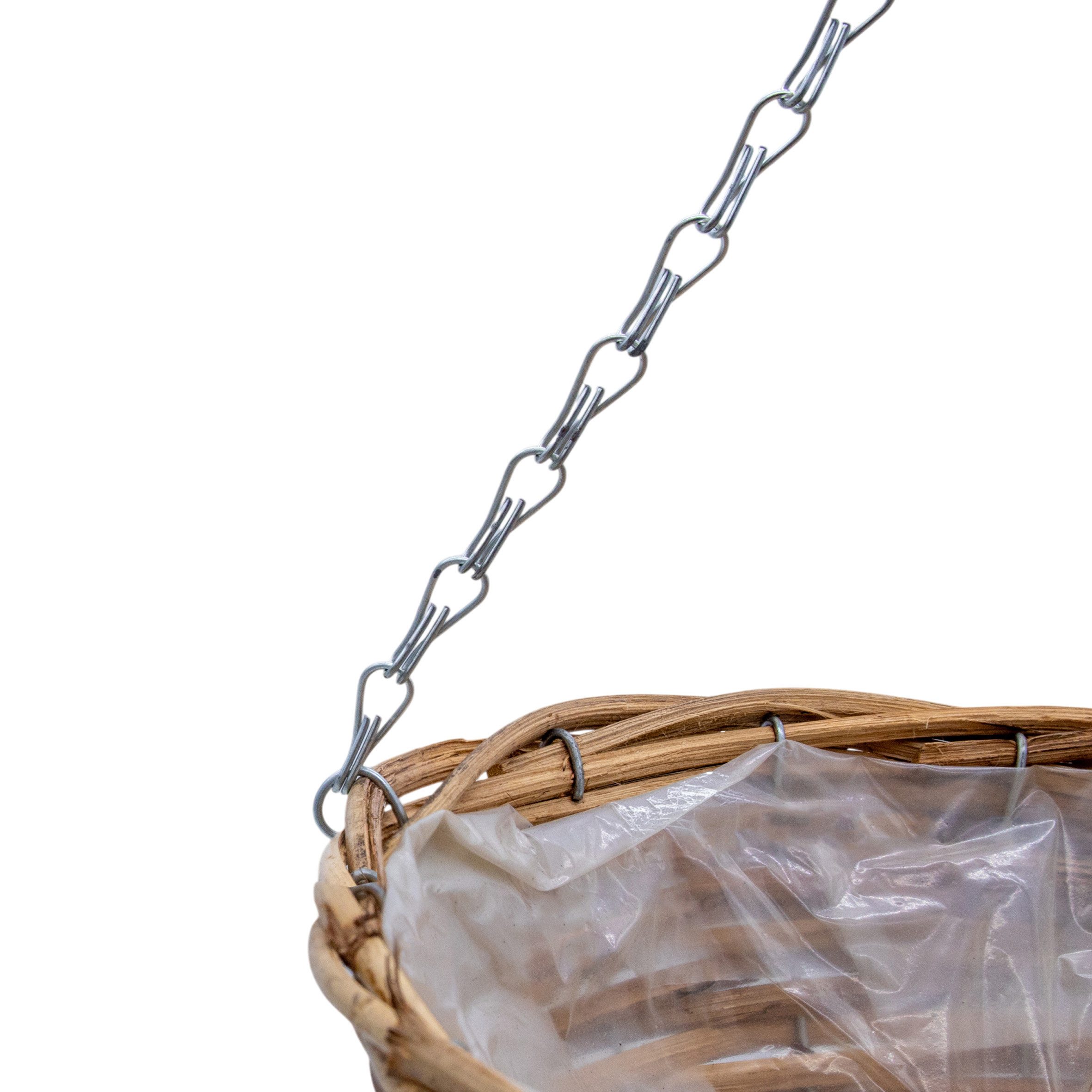 Spetebo Blumentopf Pflanzkorb zum hängen im aus Weide - Ø 35 cm (Stück, 1 St., Hängekorb zum Bepflanzen), Blumentopf Hängeampel mit Kette