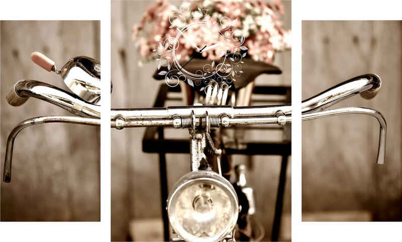 Conni Oberkircher´s Bild mit Uhr »Old City Bike - altes Fahrrad«, Fahrräder (Set), mit dekorativer Uhr, Vintage