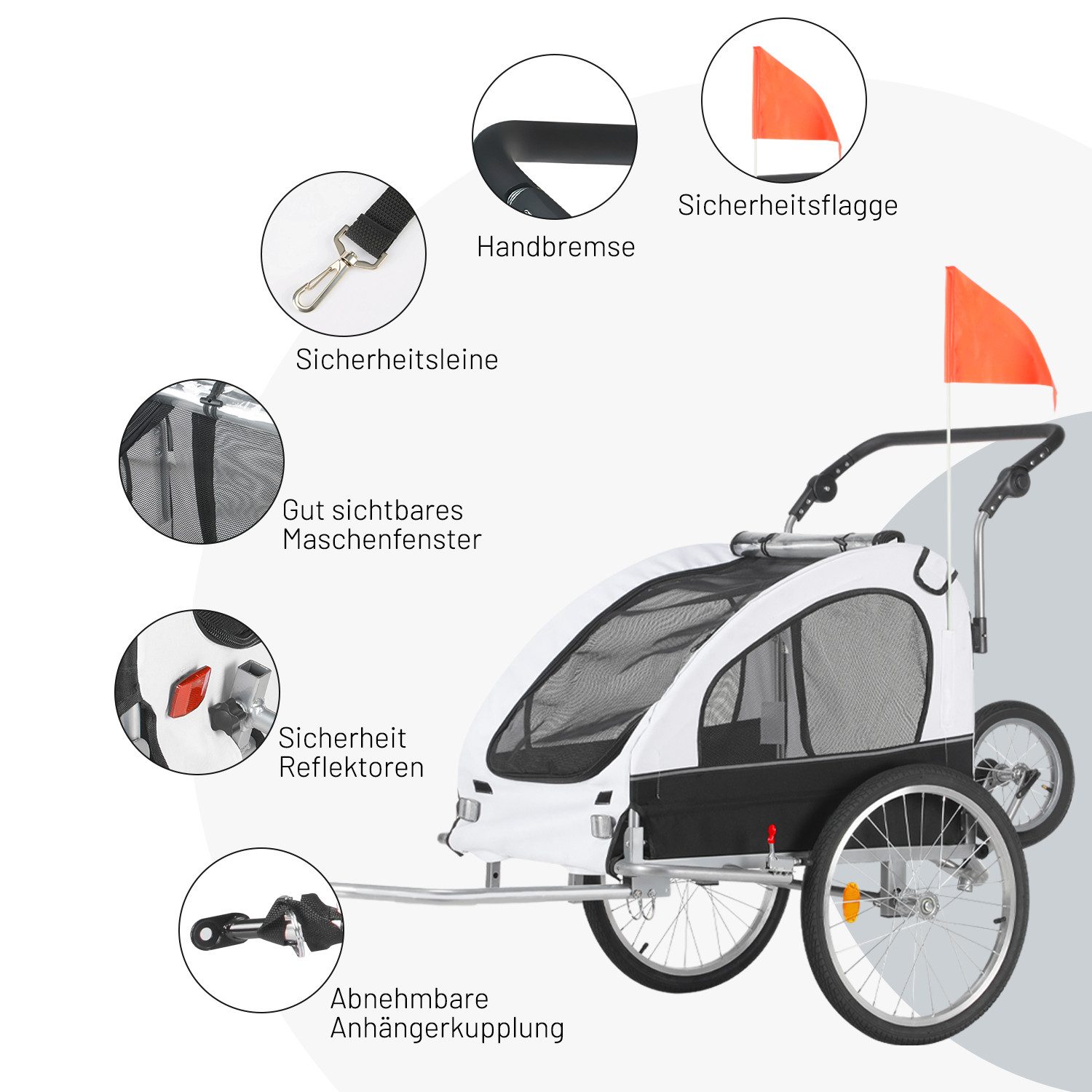 oyajia Fahrradhundeanhänger 3-in-1 Hundebuggy Jogger Fahrradanhänger
