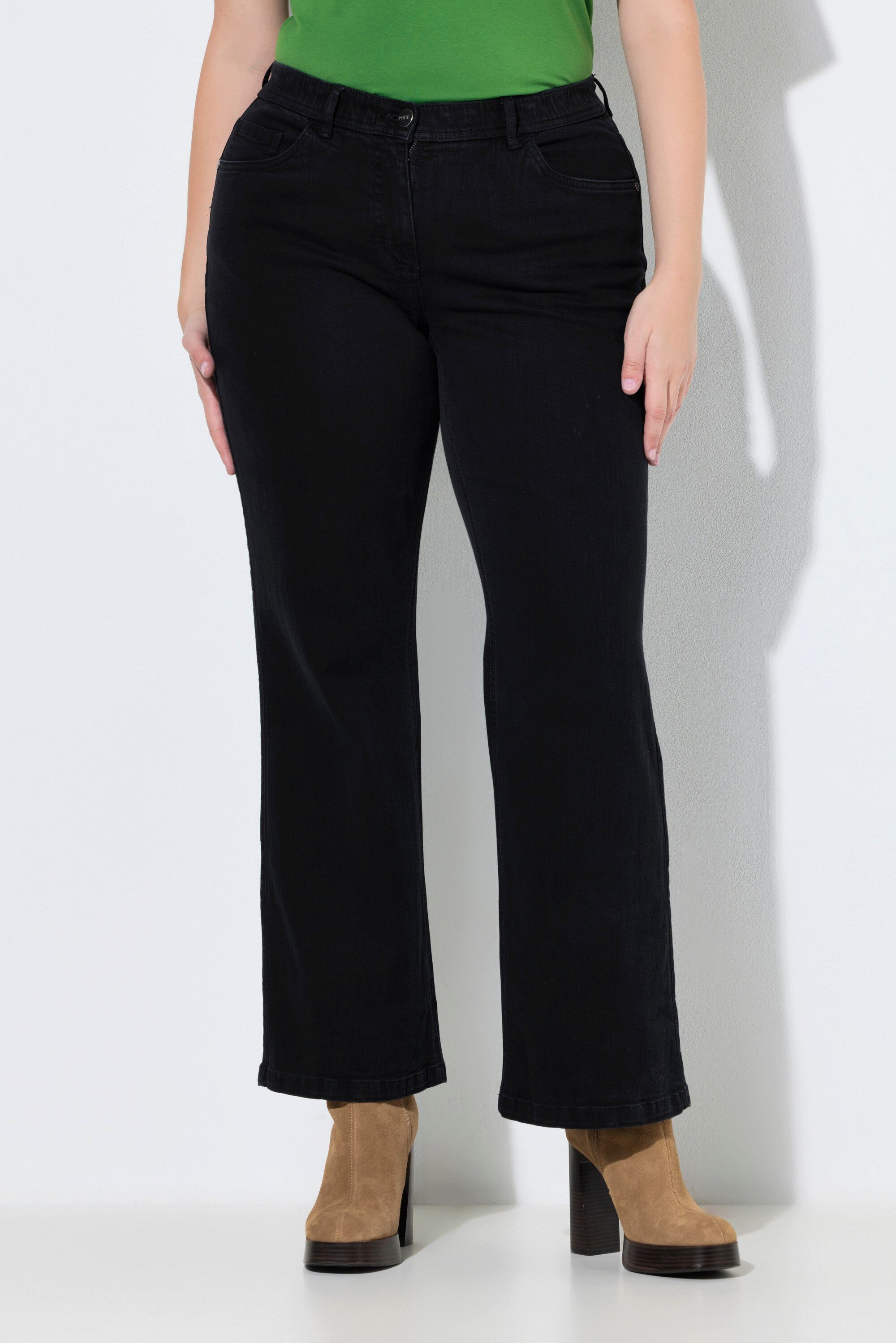 Regular-fit-Jeans Jeans Mary weites Bein Elastikbund Biobaumwolle