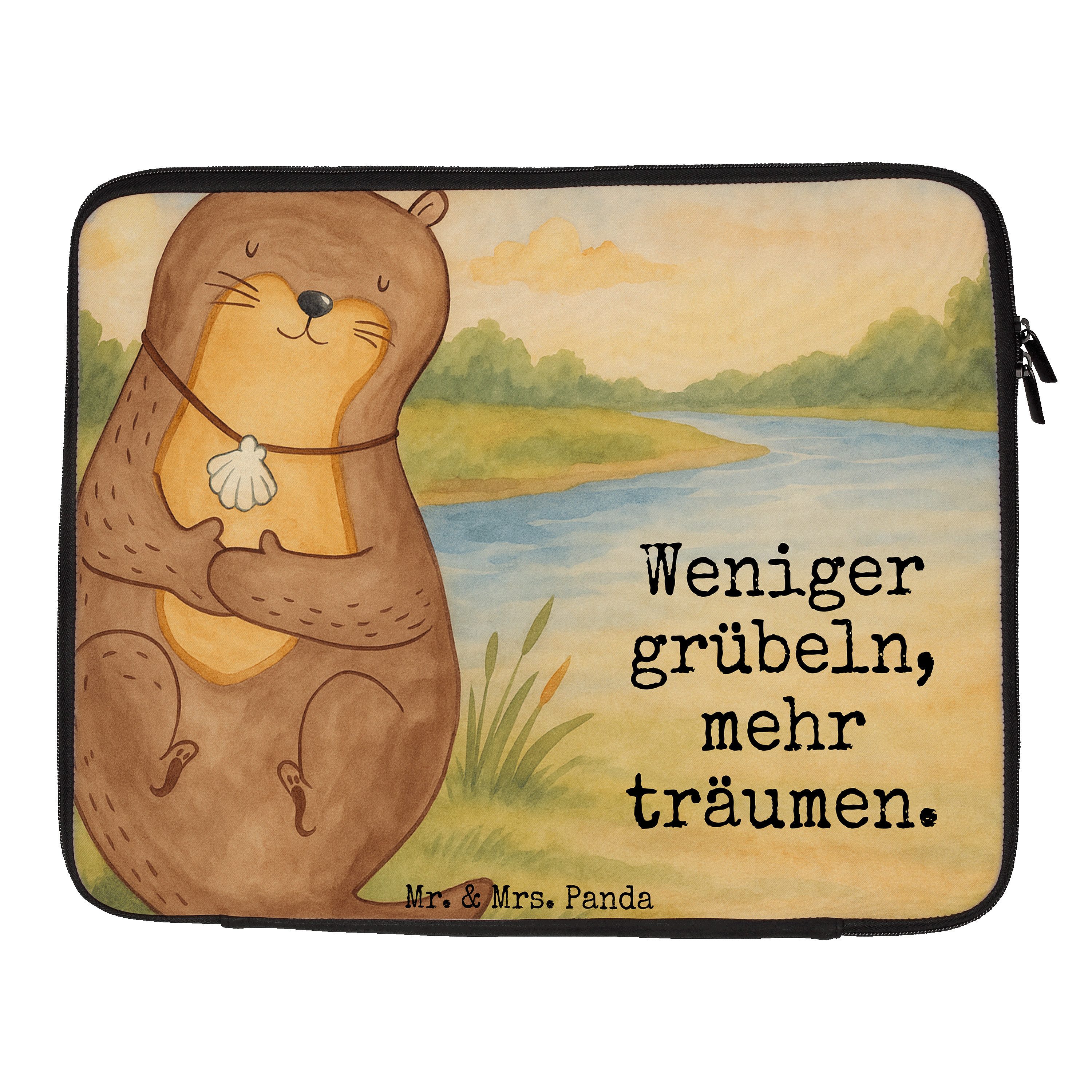Mr. & Mrs. Panda Laptop-Hülle Otter Muschel Design, Laptop Tasche 17" 40 x 30 cm, Weiß, Optimistisc, Notebook Tasche Laptop Tasche Notebook Sleeve
