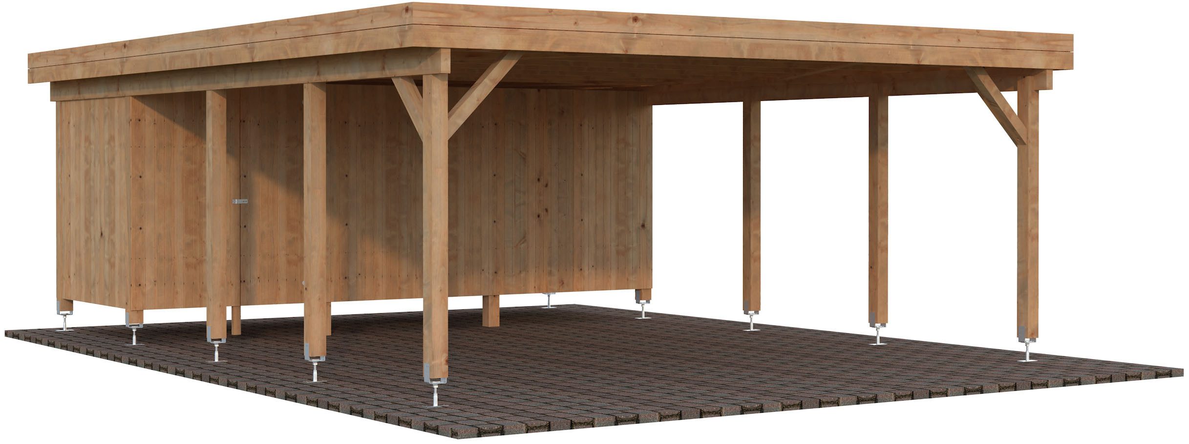 Palmako Doppelcarport Karl mit Geräteraum, BxT: 600x764 cm, 209 cm Einfahrtshöhe