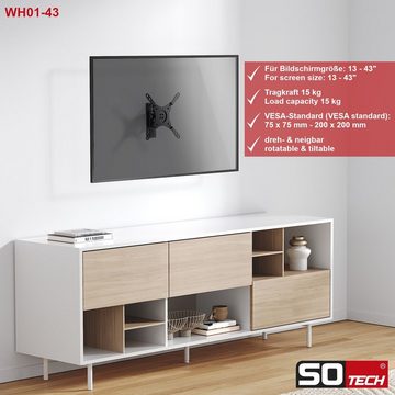 SO-TECH® drehbare neigbare TV Halterung für 13-43 Zoll Bildschirmdiagonale TV-Wandhalterung, (ideal für Caravan und Wohnmobil, inkl. Befestigungsmaterial)