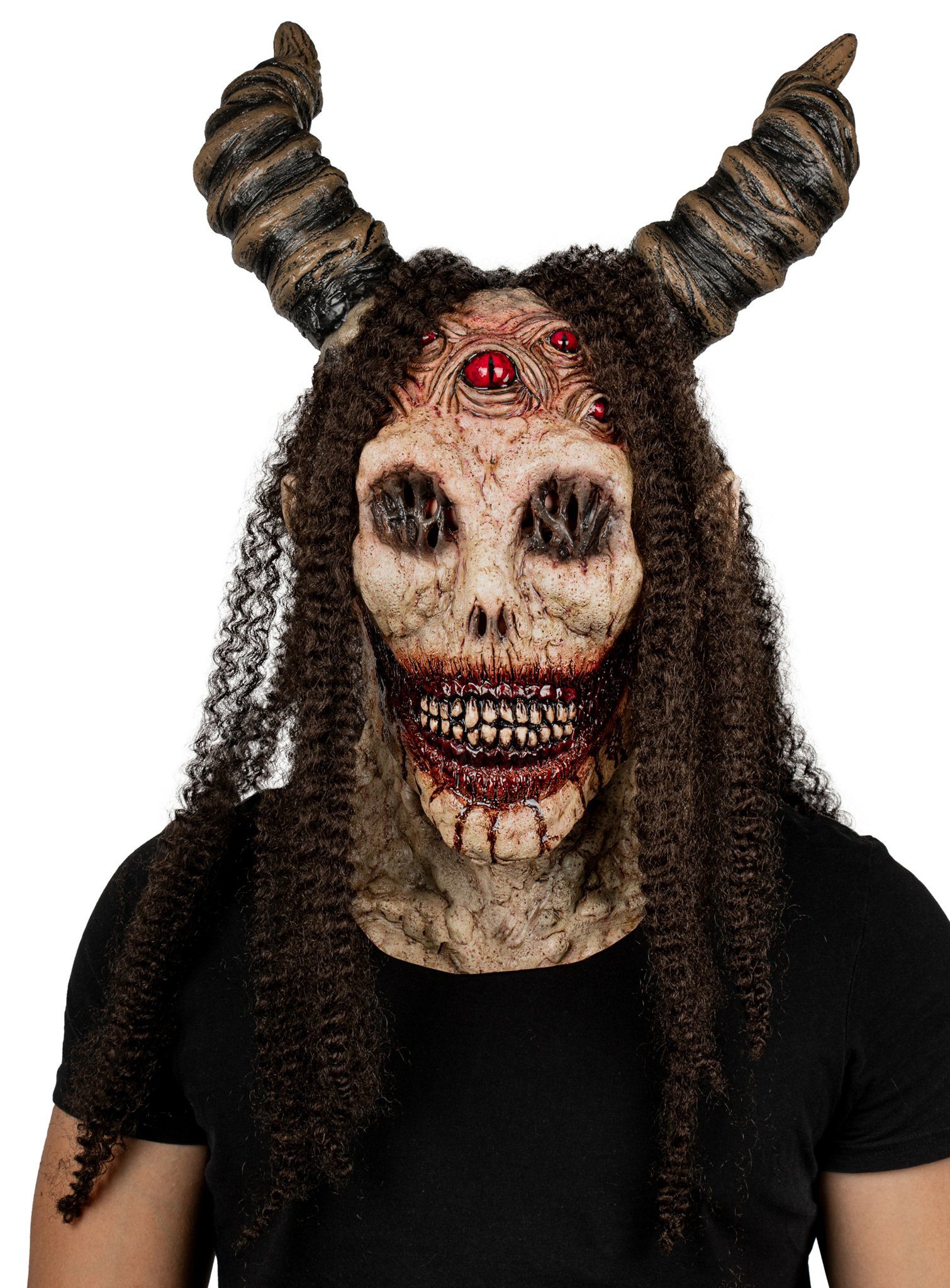 Ghoulish Productions Verkleidungsmaske Gehörnter Albtraum Dämonenmaske, Gar garstiges Grauen mit zahlreichen Augen (am falschen Ort)