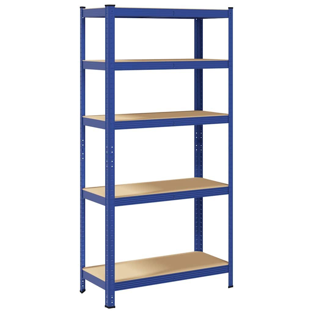 vidaXL Ablageregal Lagerregal mit 5 Böden Blau Stahl & Holzwerkstoff, 1-tlg.