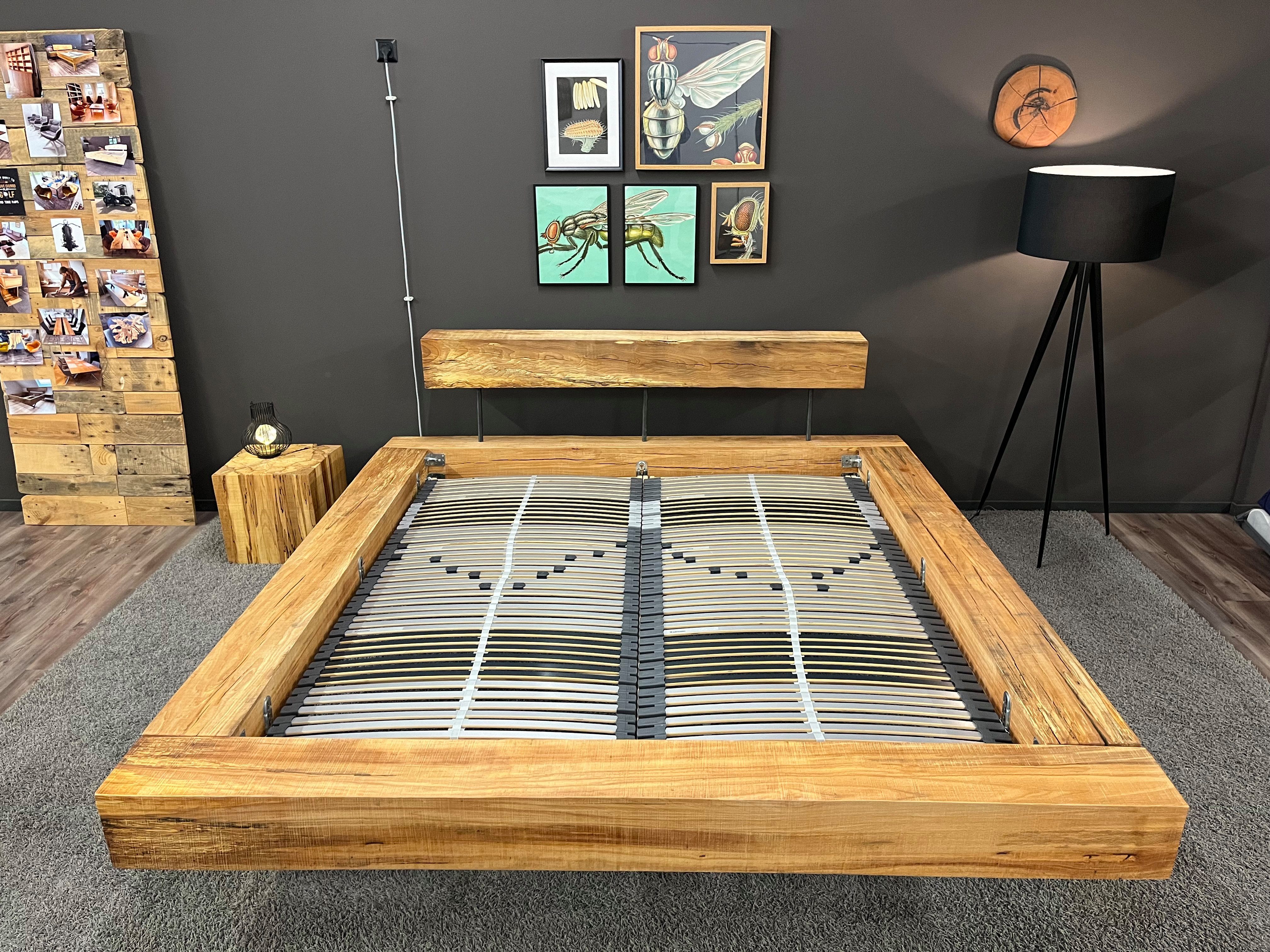 Möbel Specht Massivholzbett Halvar Steel Kernbuche (Balkenbett, Kernbuche s günstig online kaufen