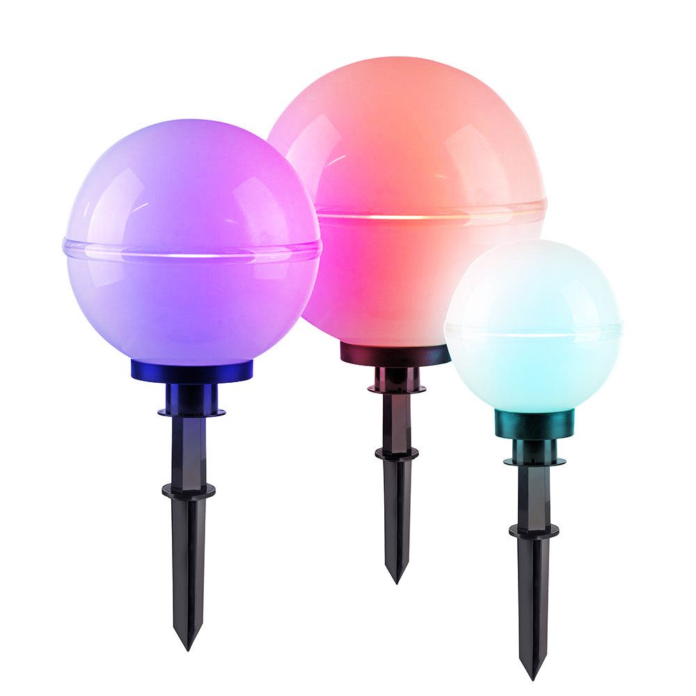 JUST LIGHT LED Kugelleuchte, Leuchtmittel inklusive, Warmweiß, Farbwechsel, Kugellampe Außenleuchte Gartenlampe dimmbar Fernbedienung RGB LED 3x