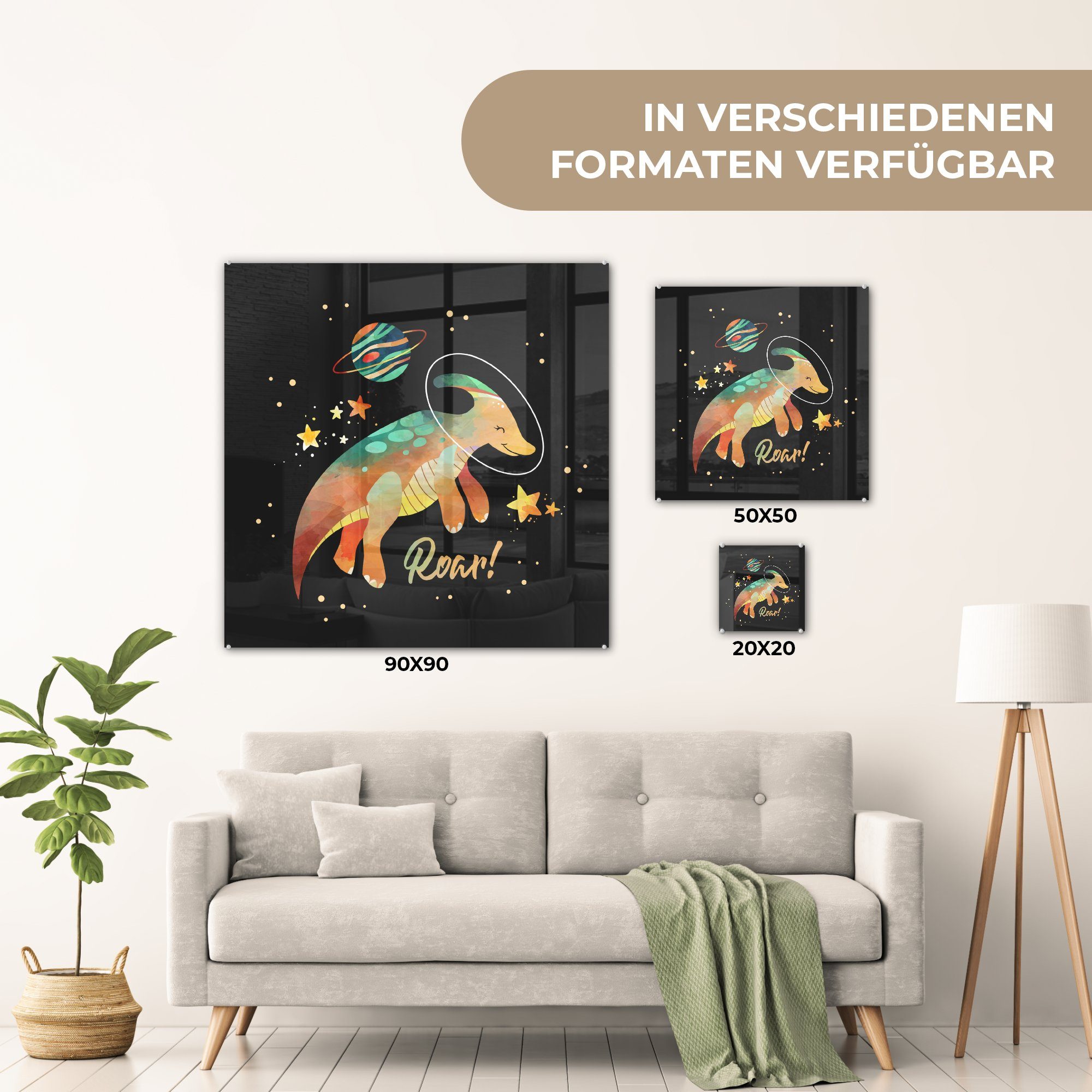 (1 Glas - Kinder Jungen Foto Zitate Wandbild Acrylglasbild Sprichwörter - Wanddekoration auf auf - - - 'Brüllen' - Glasbilder Bilder Raum - -, Mädchen - MuchoWow - Glas St),