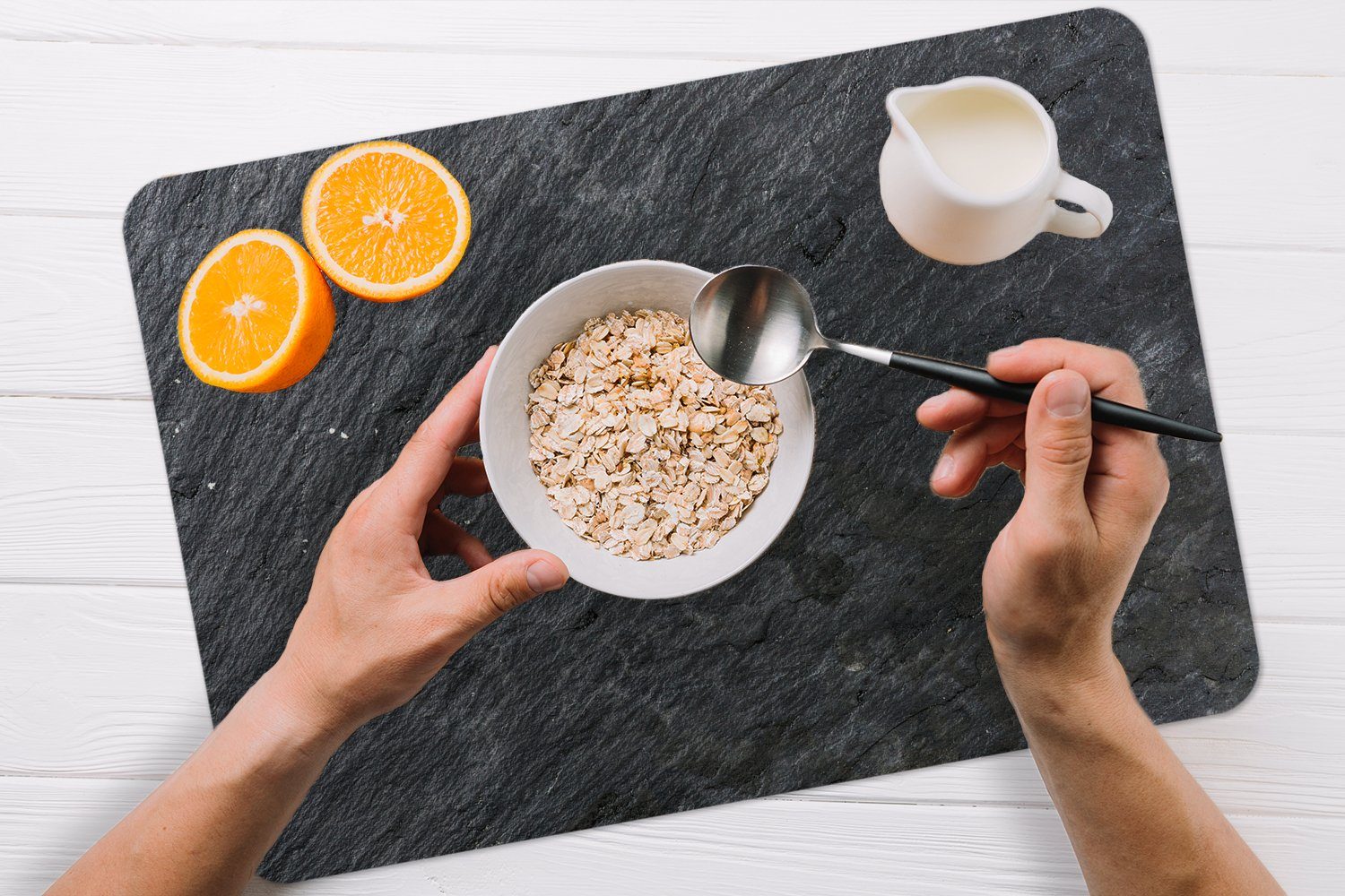 MuchoWow Platzset Naturstein - Industriell - Schiefer - Druck - Grau, (6-St), Platzsets, Tischset, Abwaschbar, Tischsets, Platzdeckchen