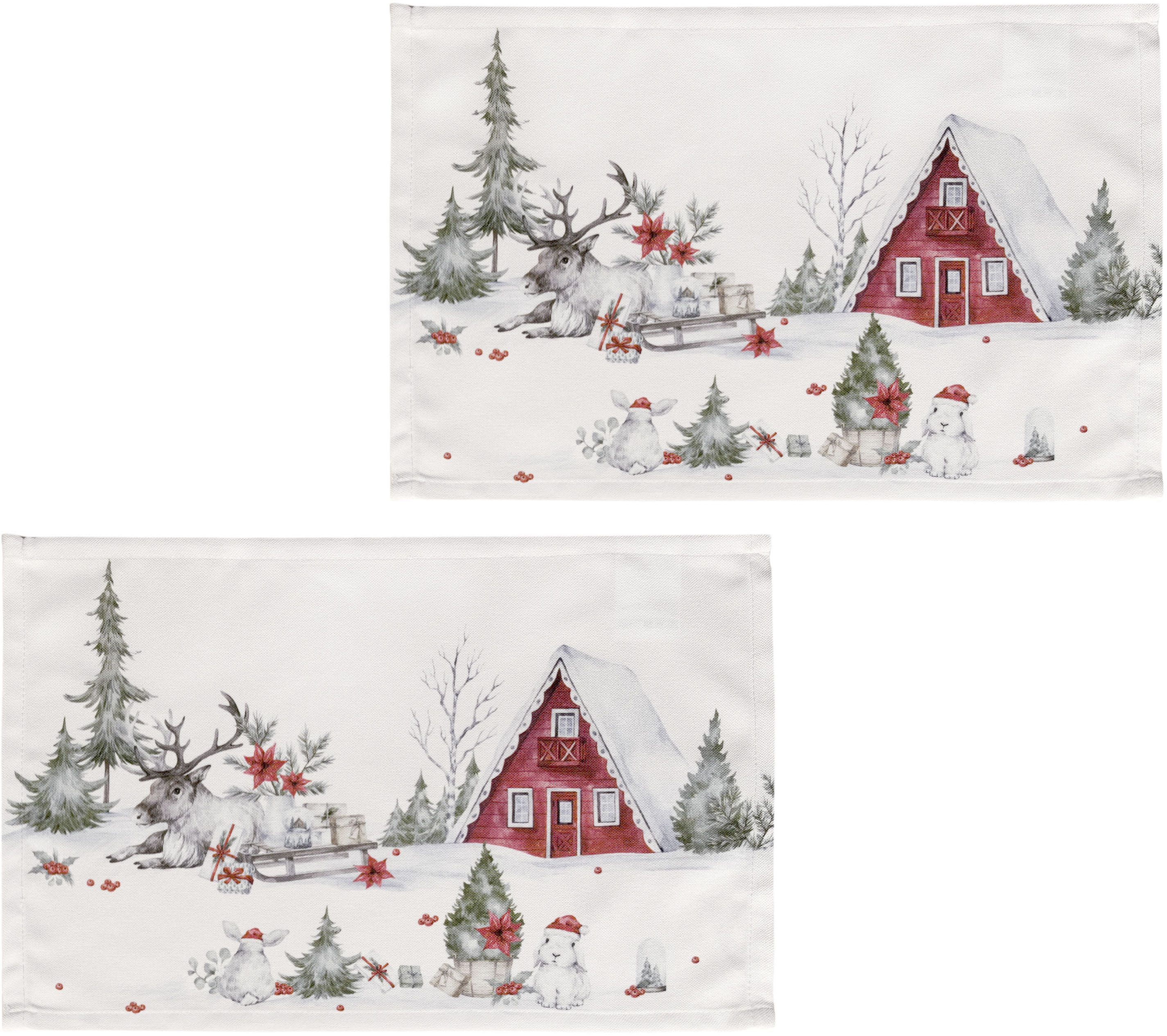 my home Platzset Lealux, (Set, 2-St), 2er Set, Weihnachtlich, bedruckt, weiche Haptik, 45x30
