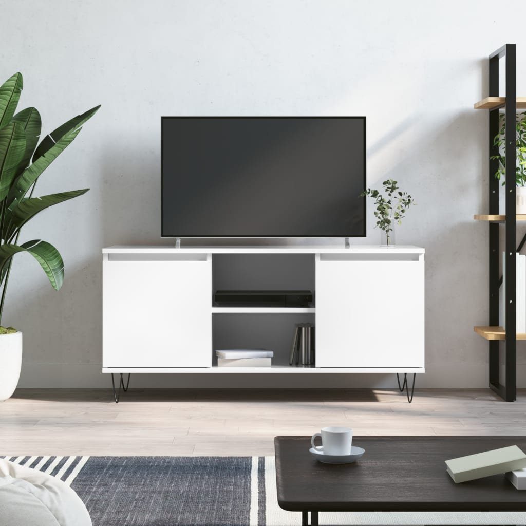 furnicato TV-Schrank Hochglanz-Weiß 104x35x50 Holzwerkstoff cm