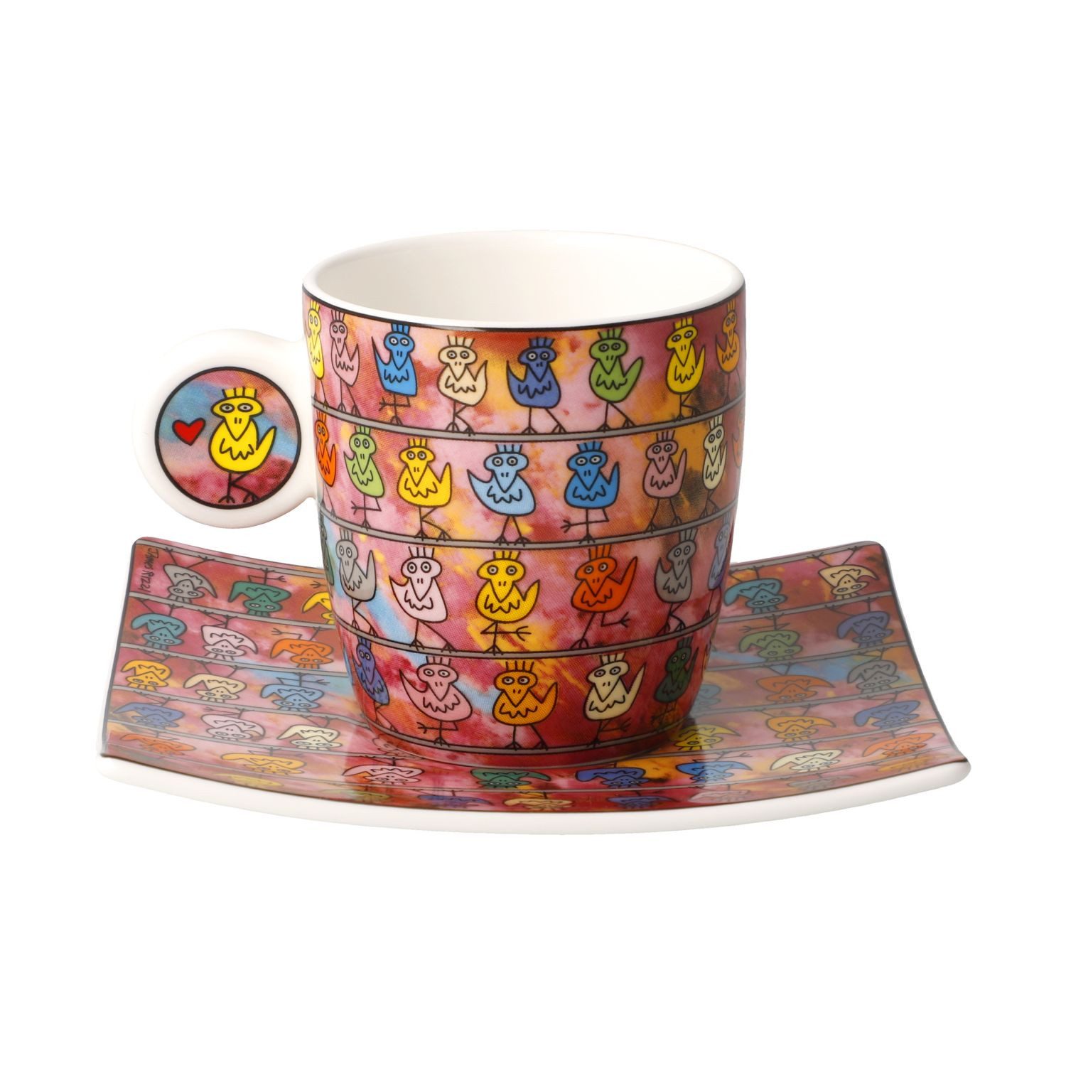 Goebel Espressotasse James Rizzi, Fine Bone China, in Geschenkbox, Bunt, We are the Birds, H: 6cm