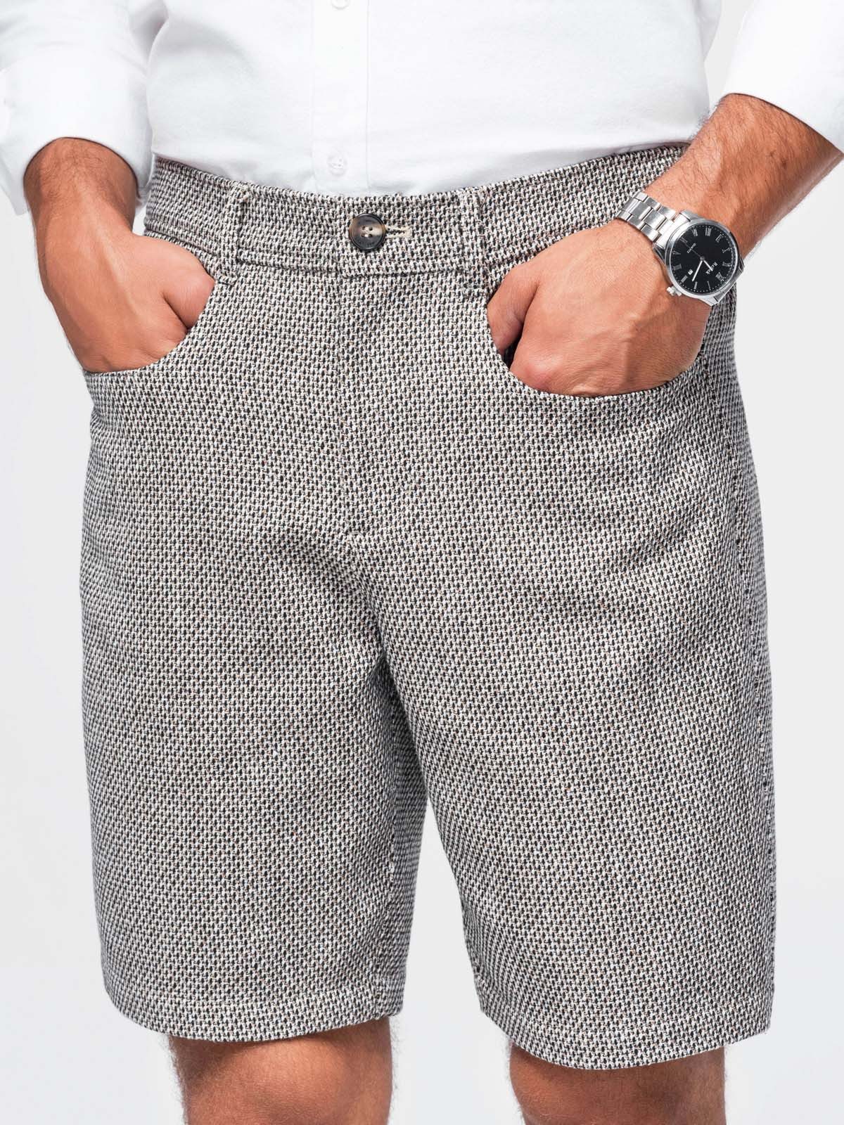 OMBRE Chinoshorts Herren Chino Shorts mit elastischem Bund Coffee melange L (kein Set, 1-tlg) mit elastischem Bund – Bild 3 von 5