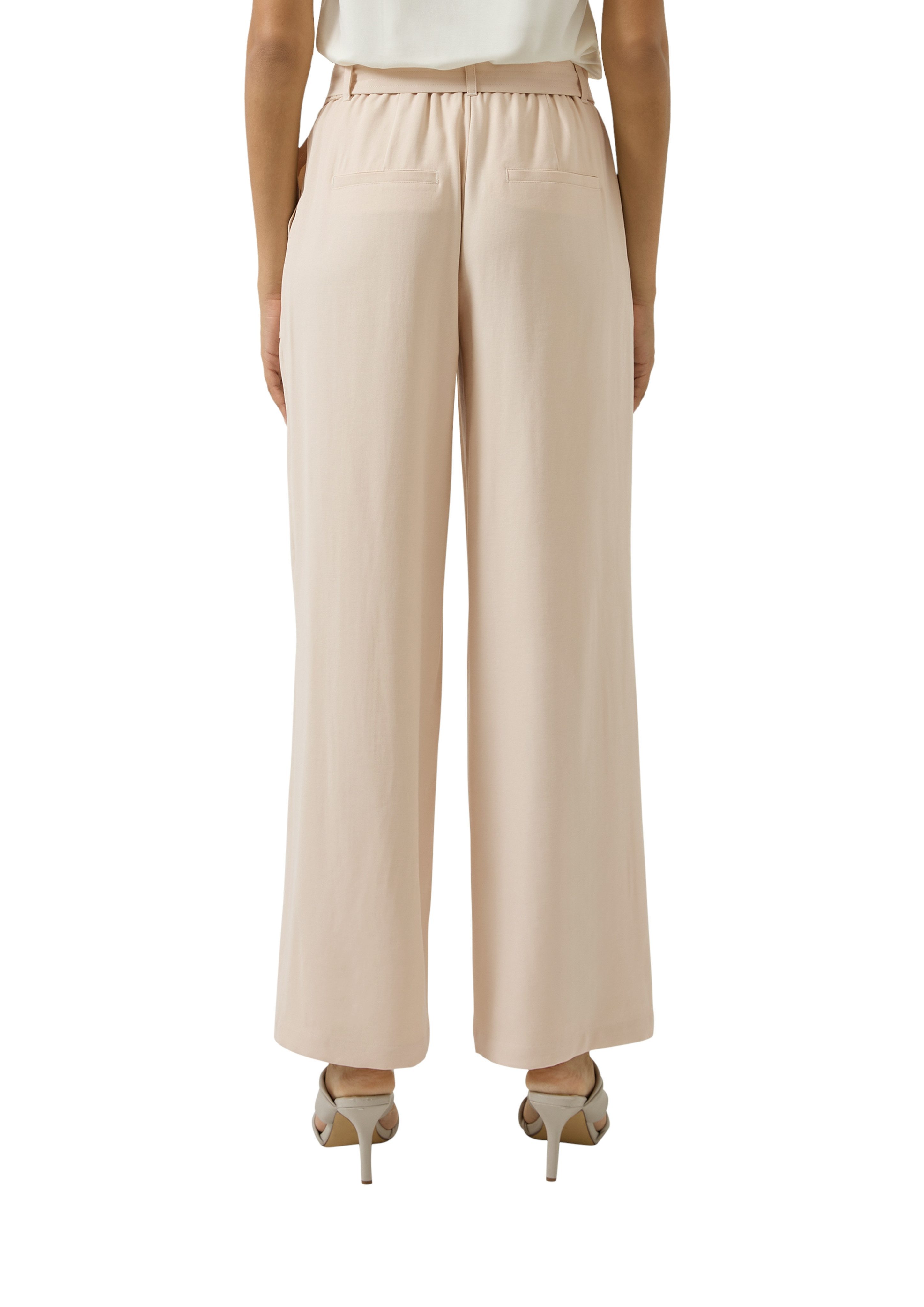 s.Oliver BLACK LABEL Stoffhose mit Bindegürtel und weitem Bein