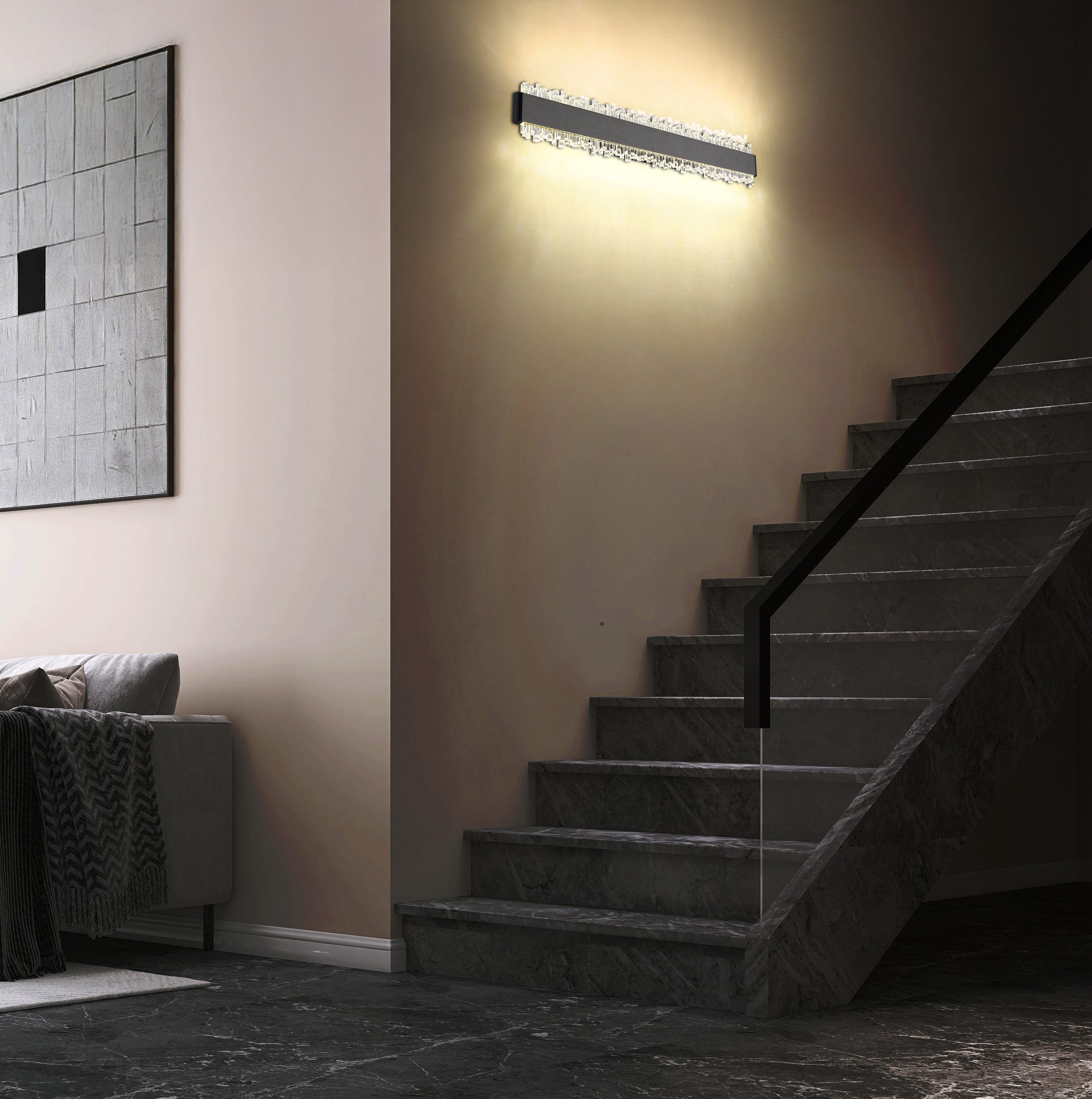 GLOBO LIGHTING Wandleuchte STALAGMITA, LED fest integriert, Warmweiß, Wandleuchte Schwarz/Grau, Acrylkristalle, LED