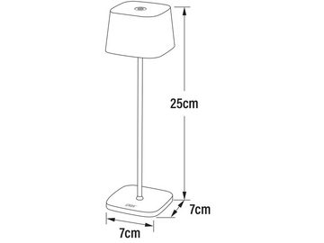 meineWunschleuchte LED Außen-Tischleuchte, USB-Ladefunktion, LED fest integriert, warmweiß, 2er Set kleine Terrassenleuchte Akku kabel-los & ohne Strom, Höhe 25cm