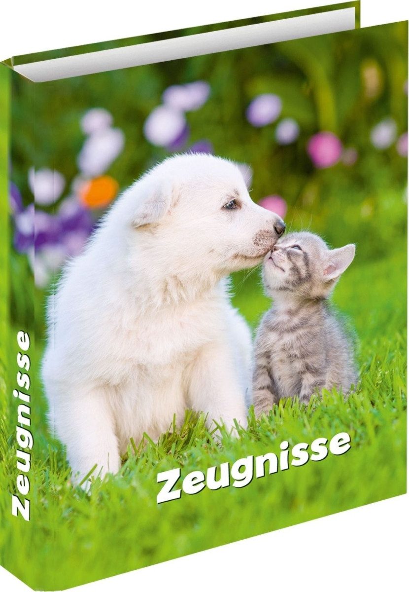 RNK Verlag Präsentationsordner Zeugnisringbuch A4 4 Ringe 'Hund & Katze' Packung mit 2 Stück