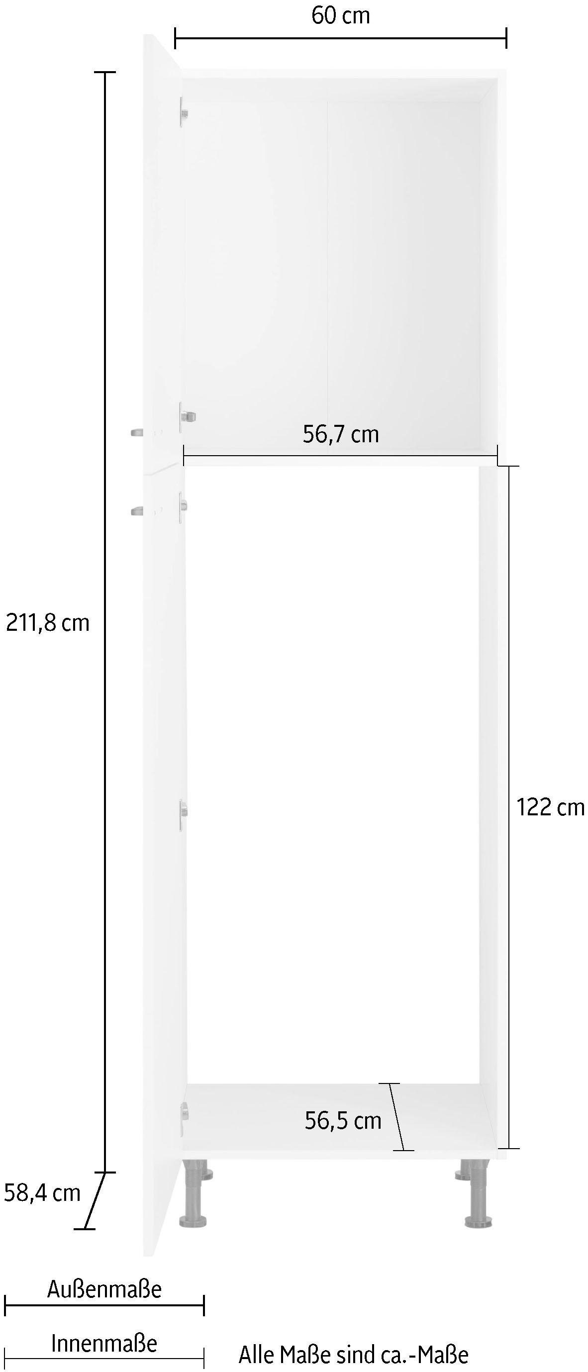 | OPTIFIT basaltgrau Elga 60 Soft-Close-Funktion, mit Kühlumbauschrank Füßen, basaltgrau/basaltgrau cm höhenverstellbaren Breite