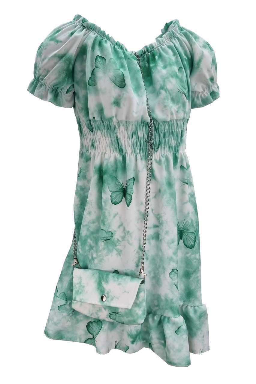 Girls Fashion Sommerkleid Mädchen Kleid Sommerkleid mit Tasche, K9528e (mit Tasche)