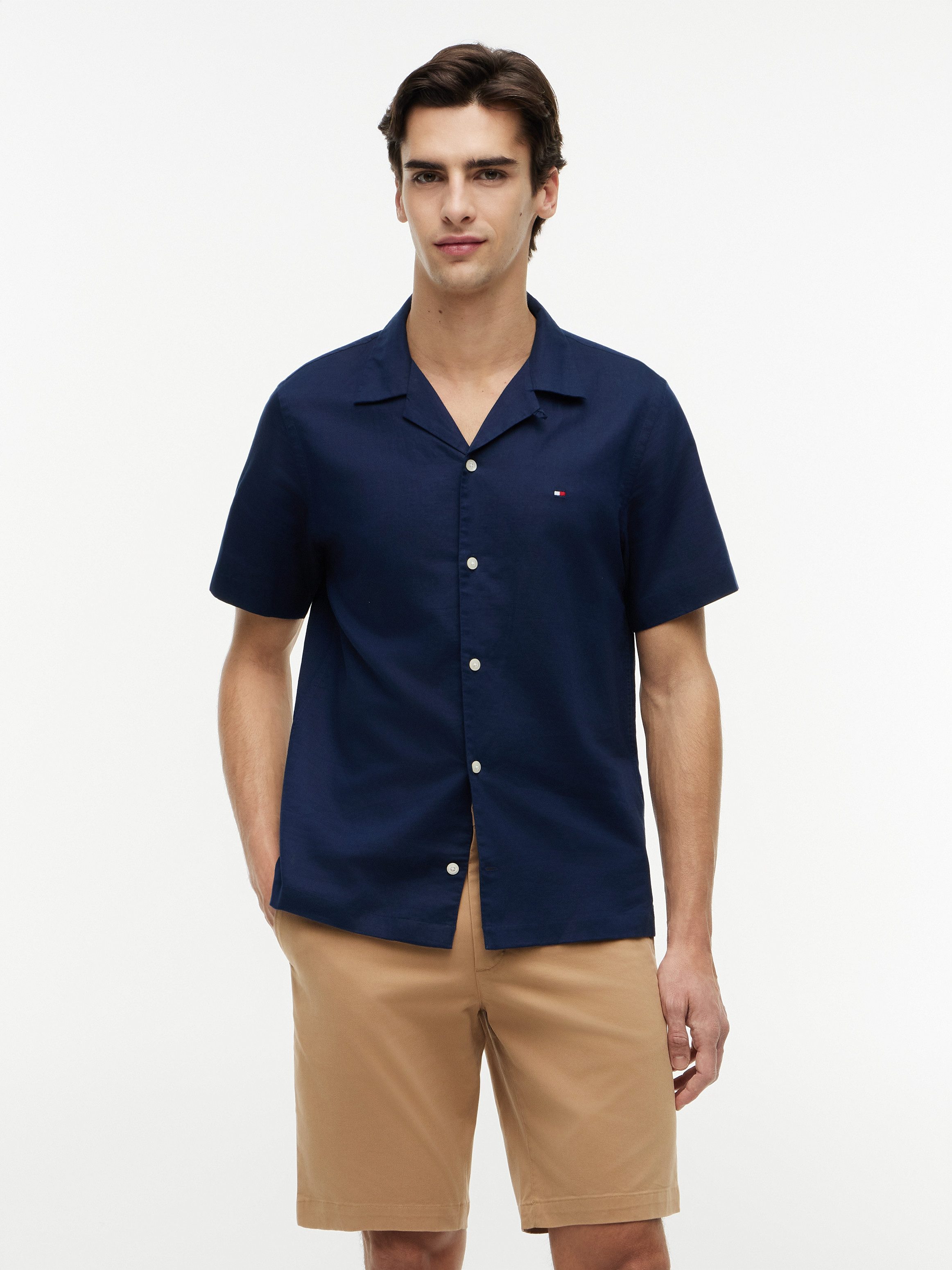 Tommy Hilfiger Kurzarmhemd LINEN BLEND SOLID SS RF SHT