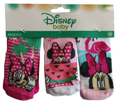 Disney Socken Disney Minnie Maus Baby Socken 3er Pack 0-6 Monate (3-Paar)