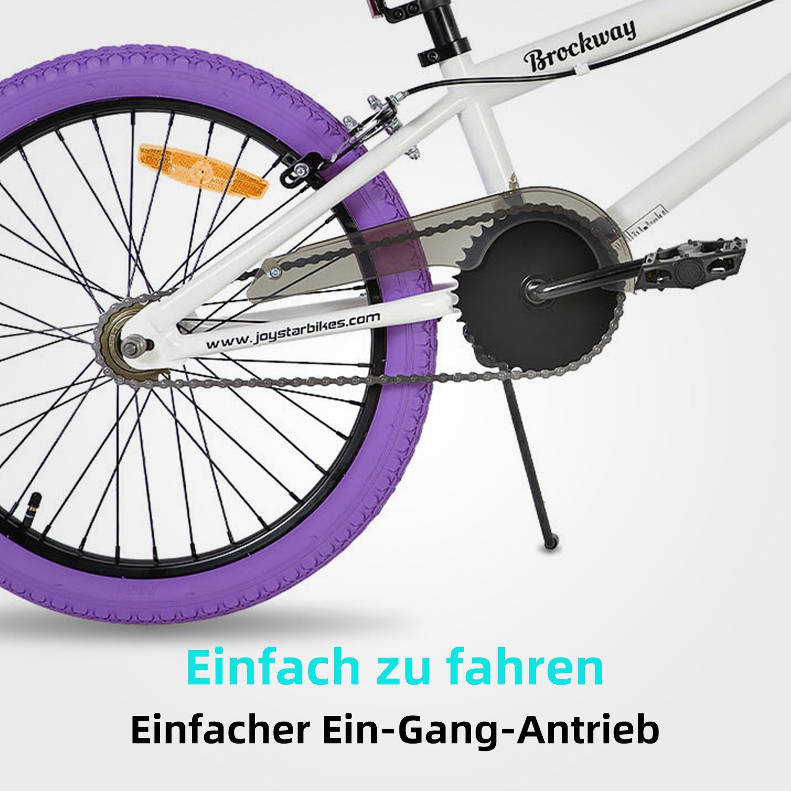 JOYSTAR Kinderfahrrad 20 Zoll BMX Fahrrad für Jungen Mädchen im Alter von 7-12 Jahren, Freestyle, Doppelbremsen, 2 pegs, Kettenschutz, Singlespeed