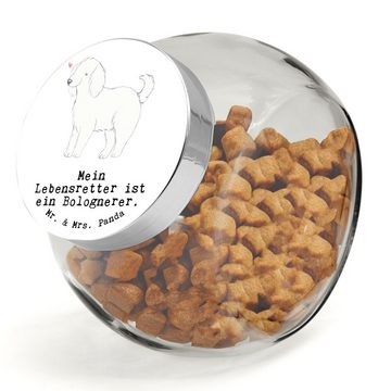 Mr. & Mrs. Panda Vorratsglas XL 2000ml Bologneser Lebensretter - Weiß - Geschenk, Tierfreund, Leck, Premium Glas, (1-tlg), Lebensmittelecht