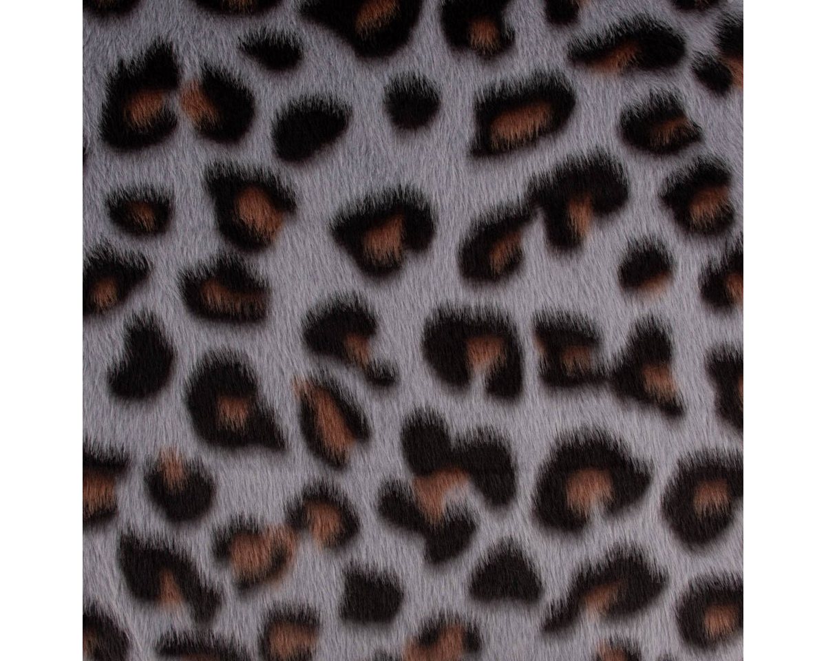 Thumbnail - SCHÖNER LEBEN. Stoff Fellimitat Kunstfell kuschelweich Leopard grau schwarz braun 1,5m