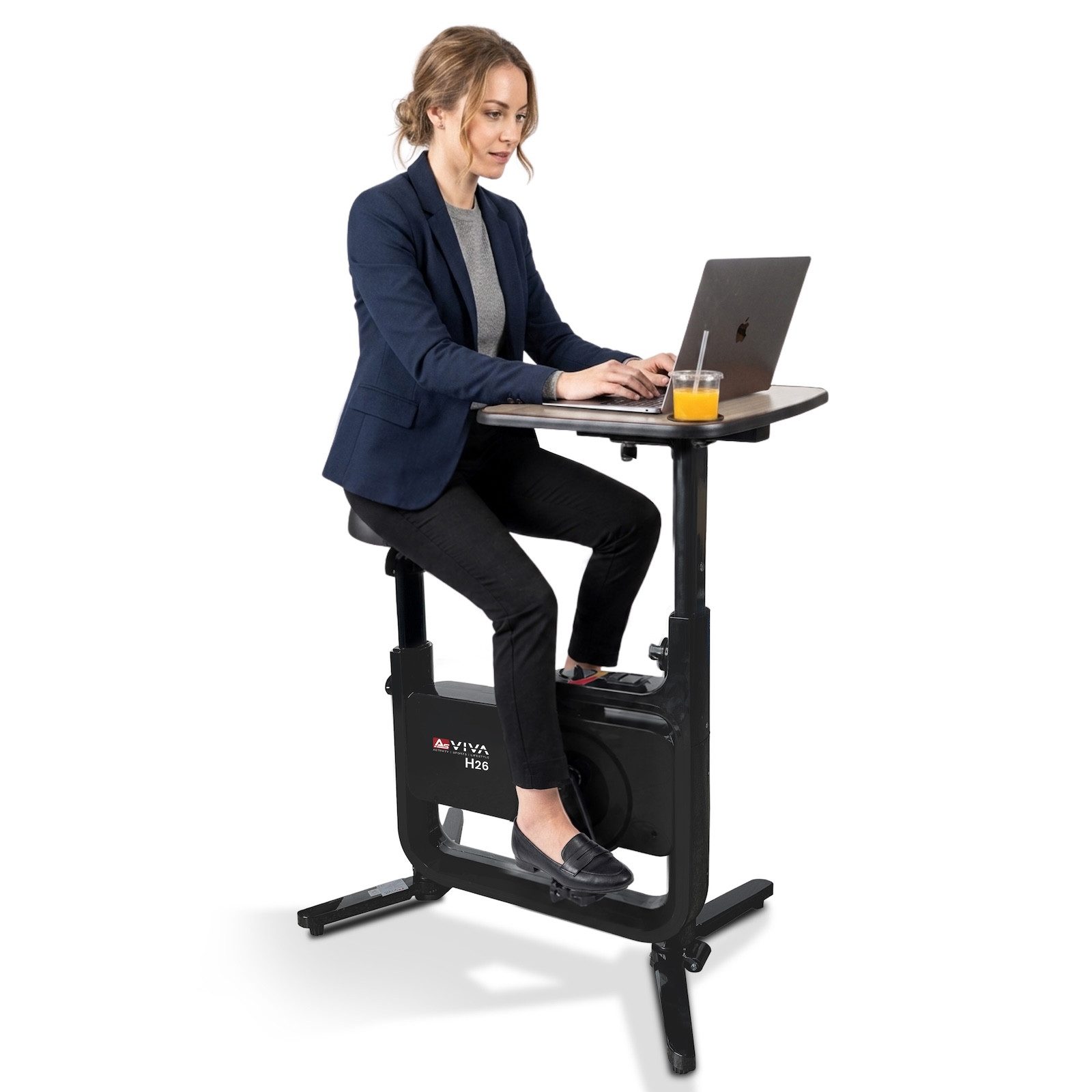 AsVIVA Heimtrainer H26 Desk Bike - Homeoffice Fahrrad mit Tischplatte & Riemenantrieb, Heimtrainer Fahrrad mit integrierter Tischplatte & Getränkehalter